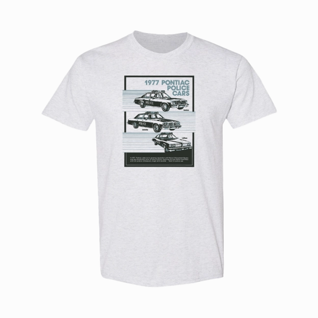 FadeResistant Drop Shoulder Design 1977 Pontiac Police Cars T-Shirt