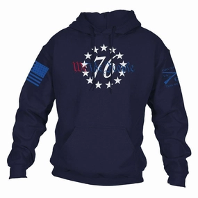 76 We The People Hoodie - Navy Kangaroo Pocket dancing suitable