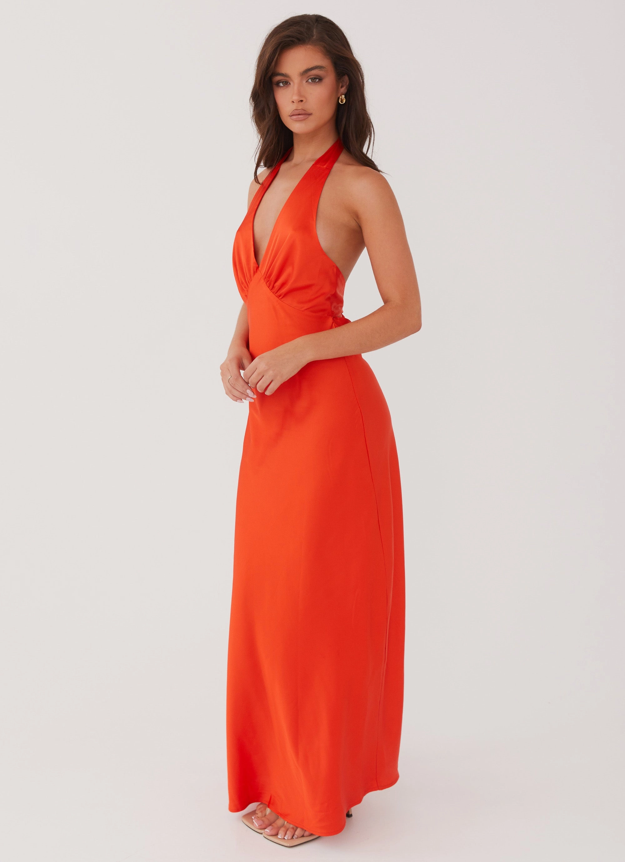 Heavy Hearted Satin Maxi Dress - Sunset Summer Fashion