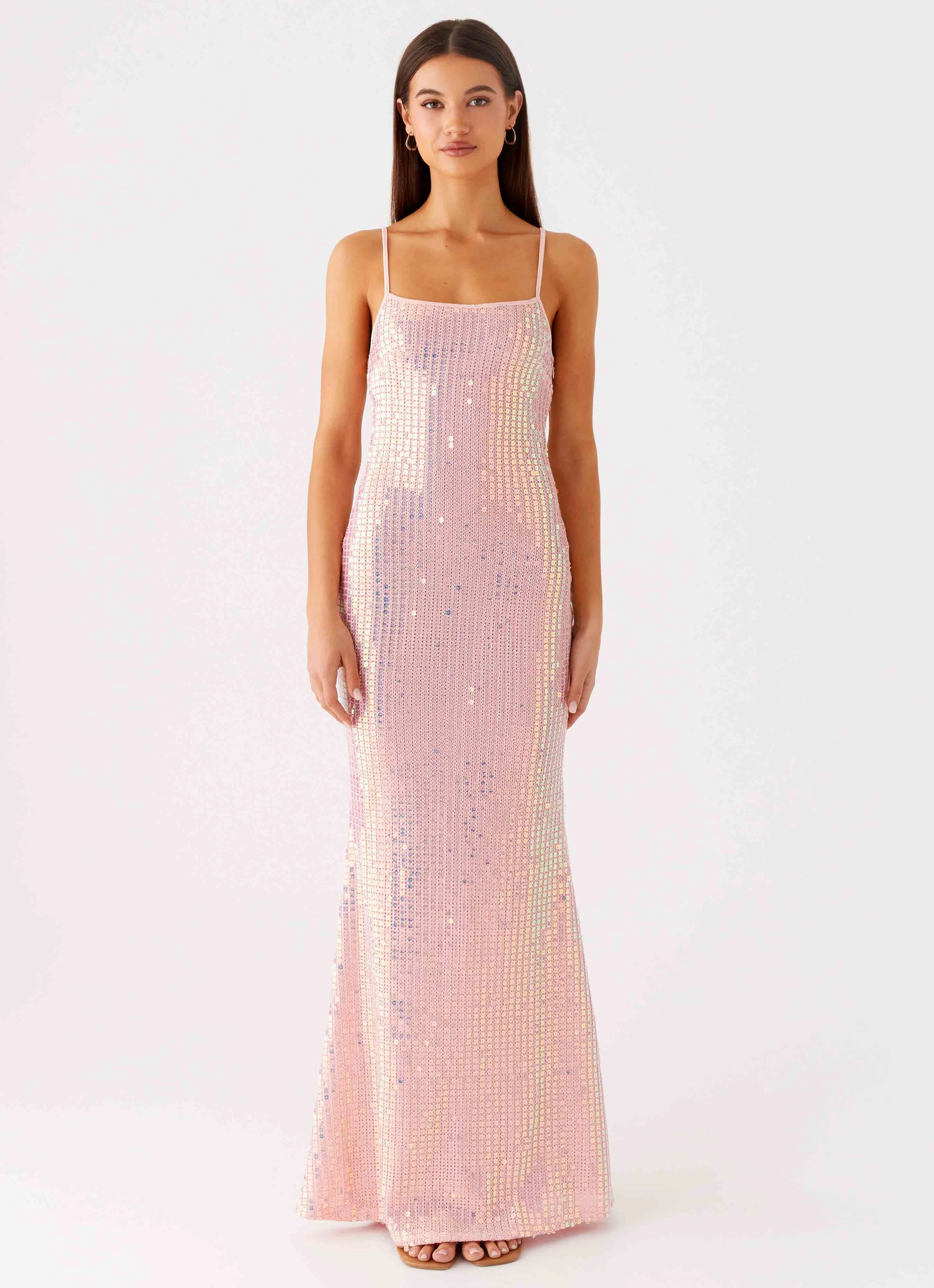 Knit Warm Attitude Knit Sequin Maxi Dress - Iridescent Pink