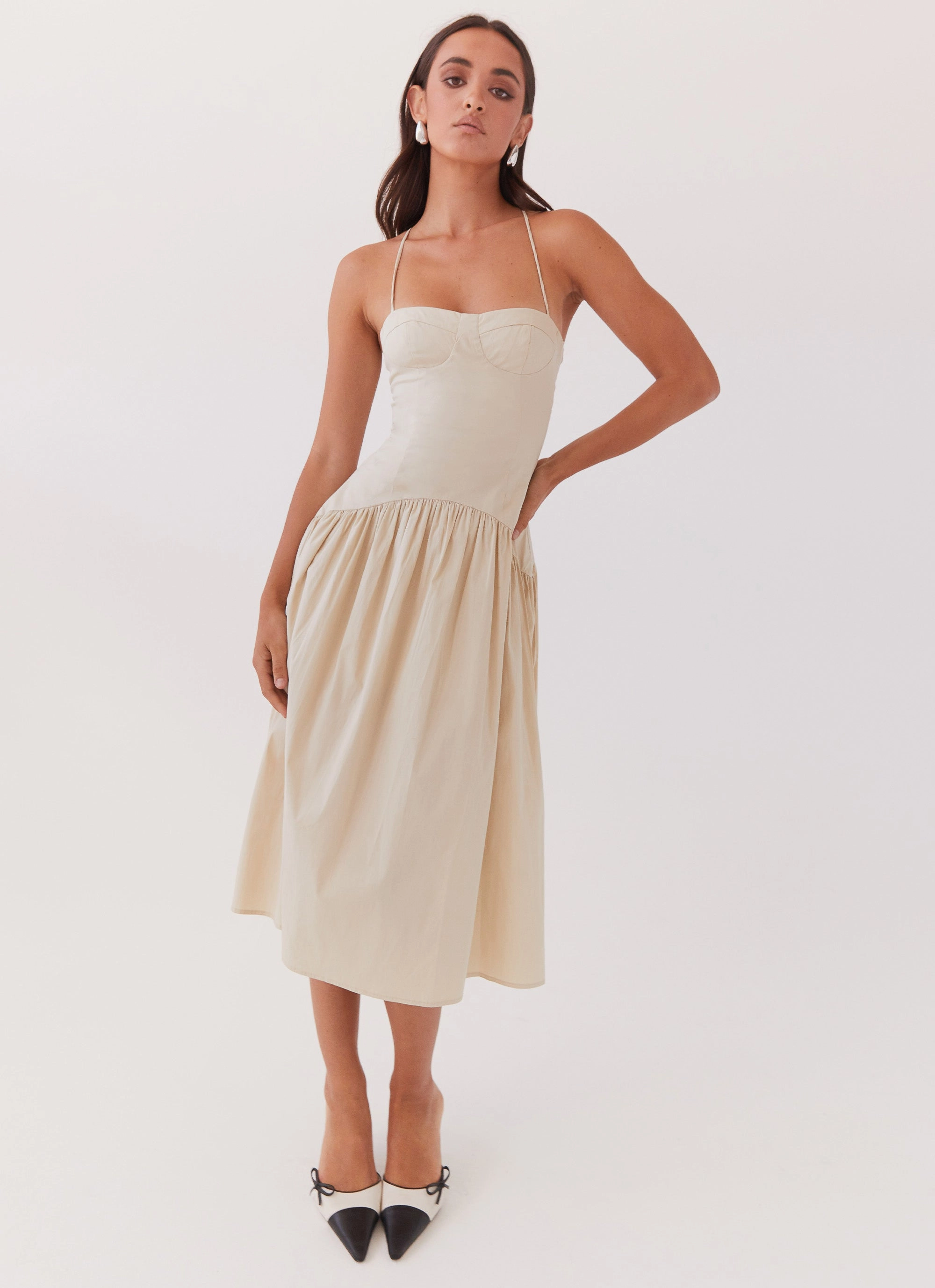 Cool Simplicity Yvette Corset Midi Dress - Desert Sage