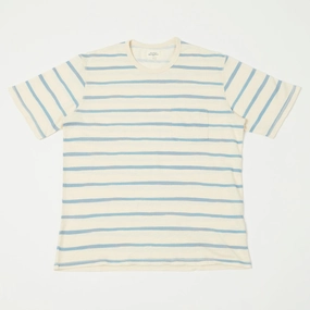 Fashionable Layer Hartford Painted Stripe T-Shirt - Ecru/Blue