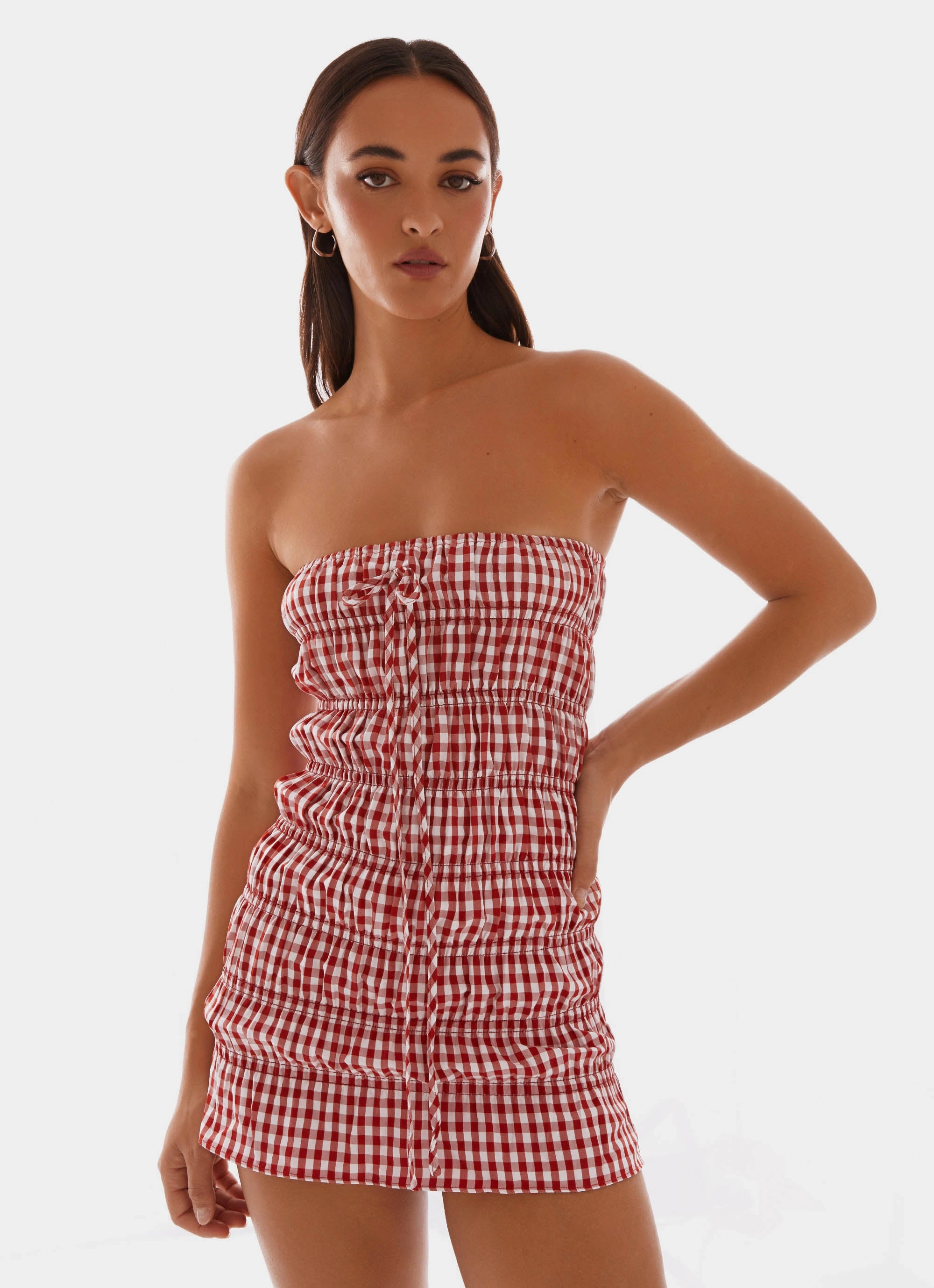 Adele Mini Dress - Red Gingham Midnight Mood Breath Soft
