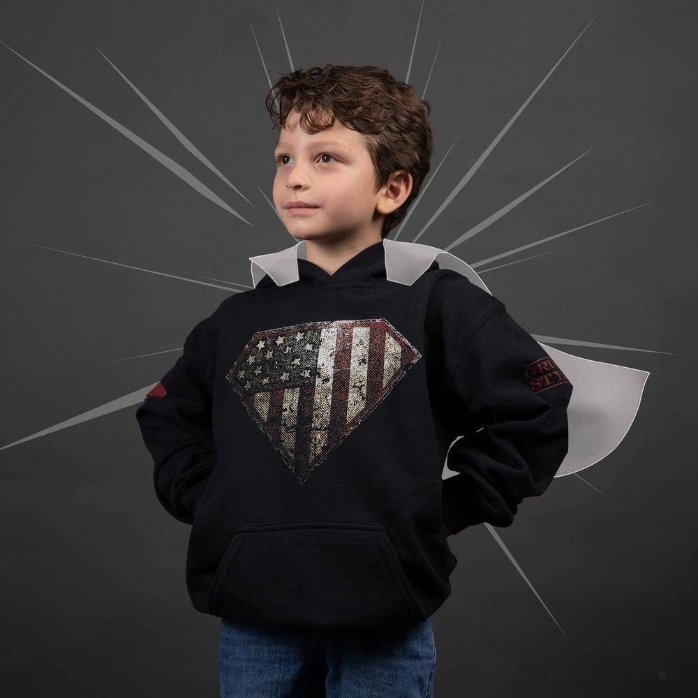 Street Apparel Machine washable Youth Super Patriot Hoodie - Black
