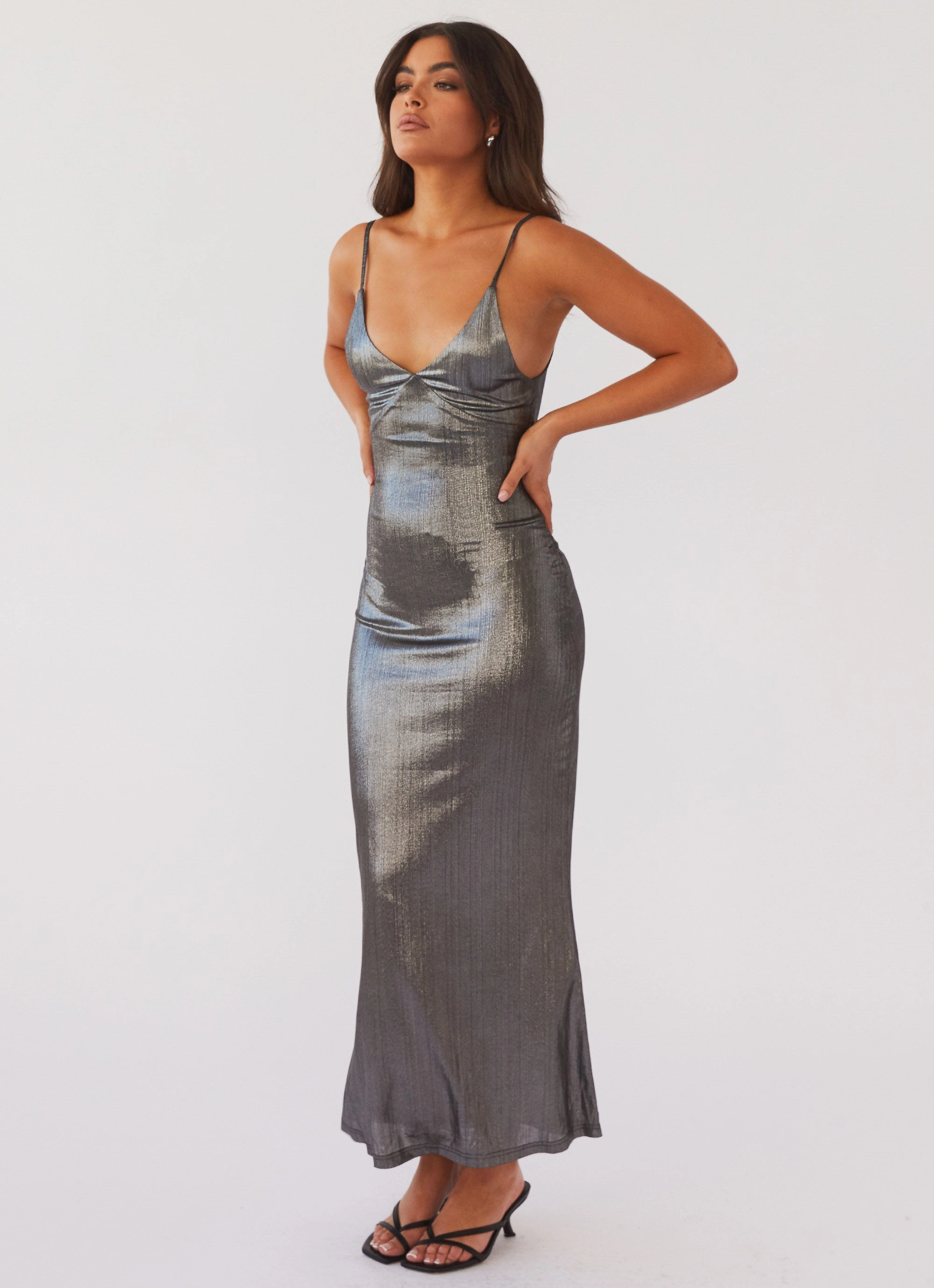 Soft and Smooth Lightweight Fit Alexa Metallic Maxi Dress - Twilight