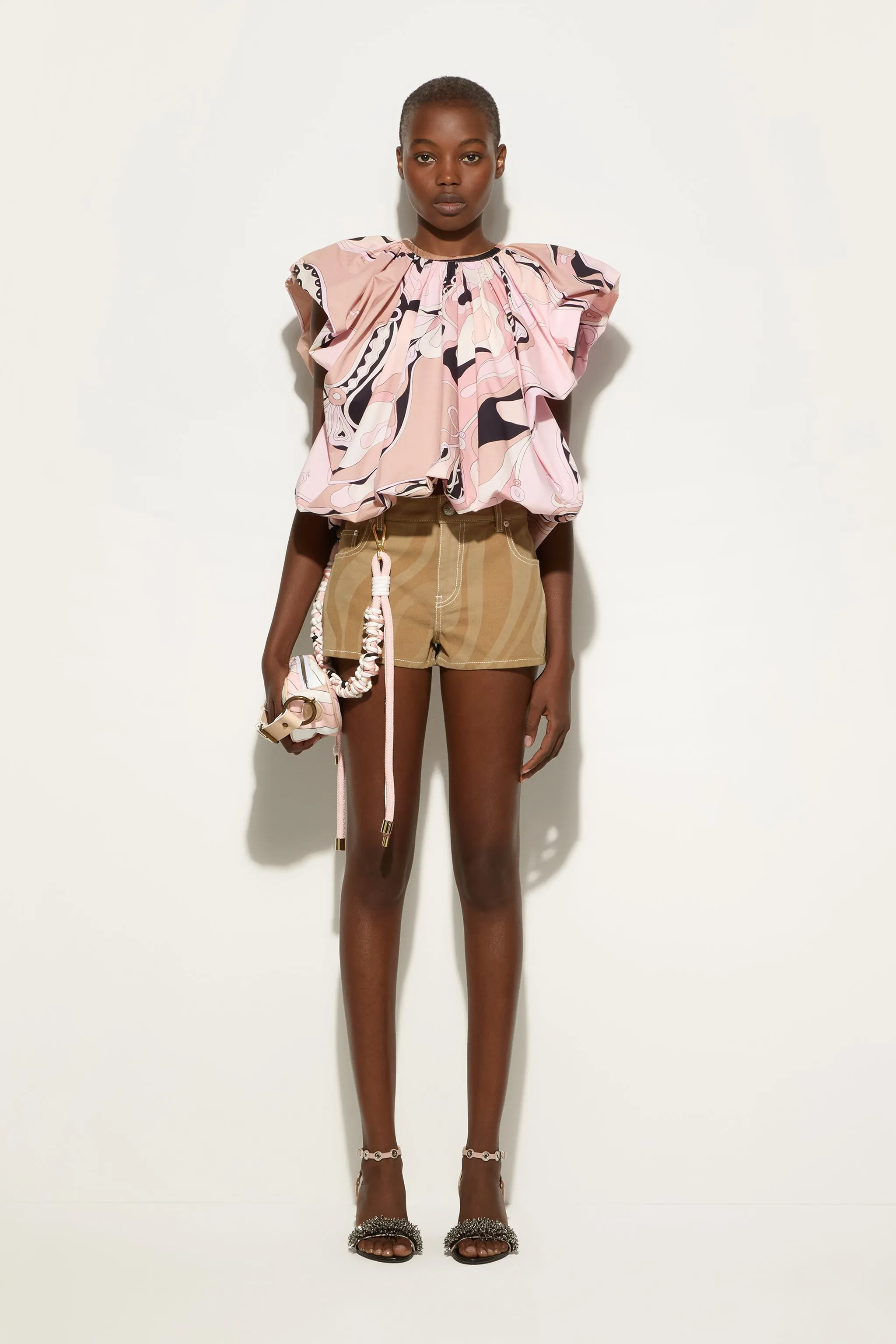 Orchidee Print Voluminous Top Camouflage Print