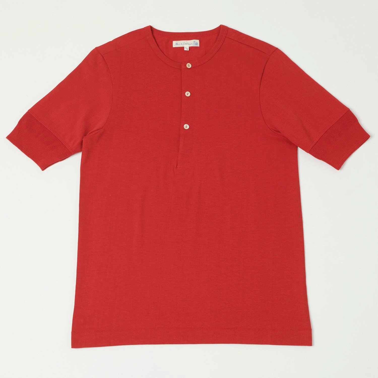 Office Attire Cool and Comfortable Merz b. Schwanen 207 Short Sleeve Henley - Red