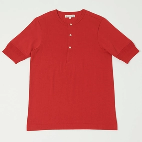 Office Attire Cool and Comfortable Merz b. Schwanen 207 Short Sleeve Henley - Red
