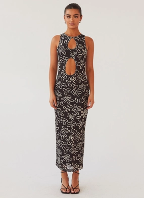 All Eyes On Me Maxi Dress - Petal Gloom Midi-Length