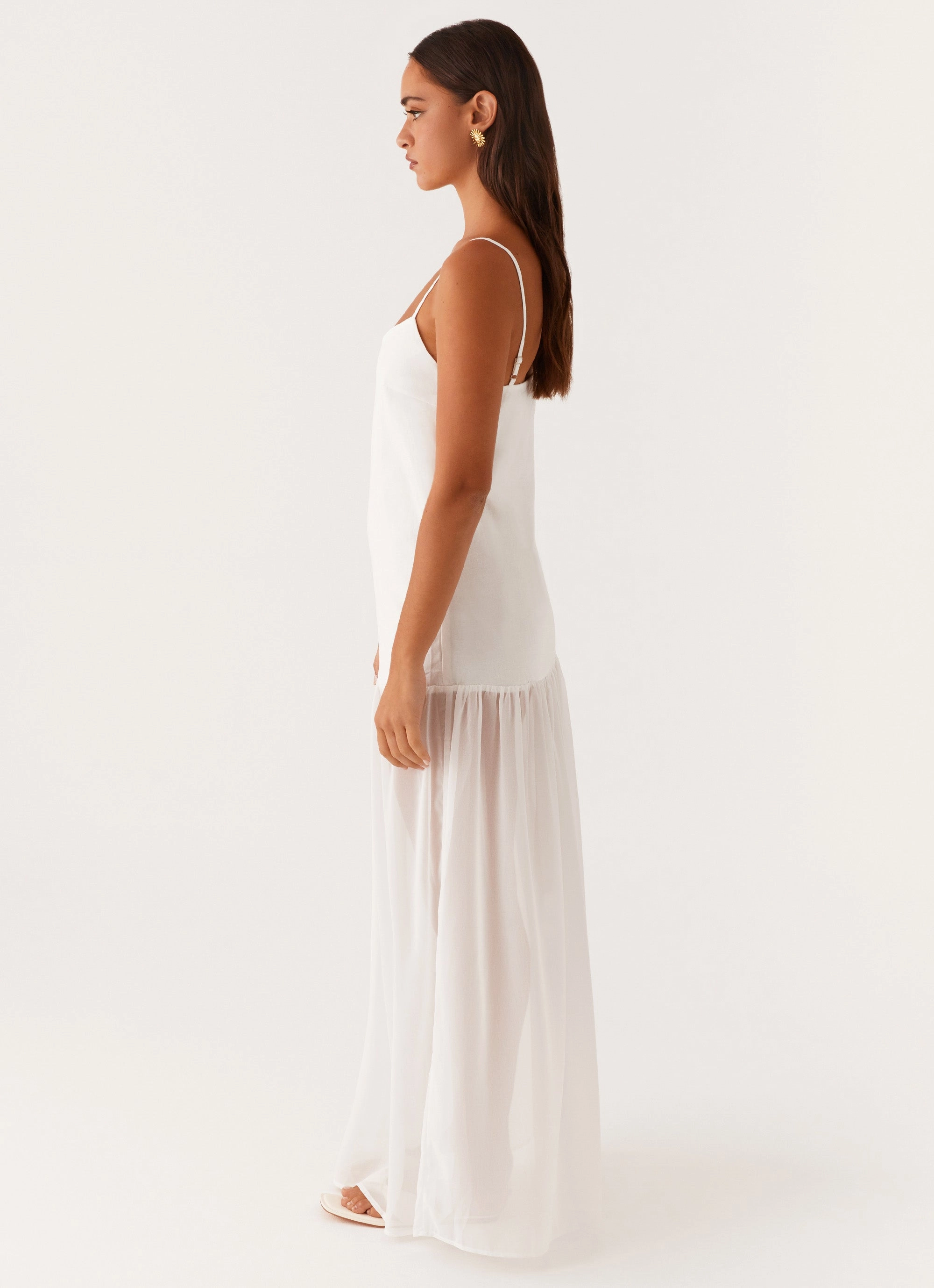 Elegant Charm Smart and Elegant Heavenly Linen Maxi Dress - White