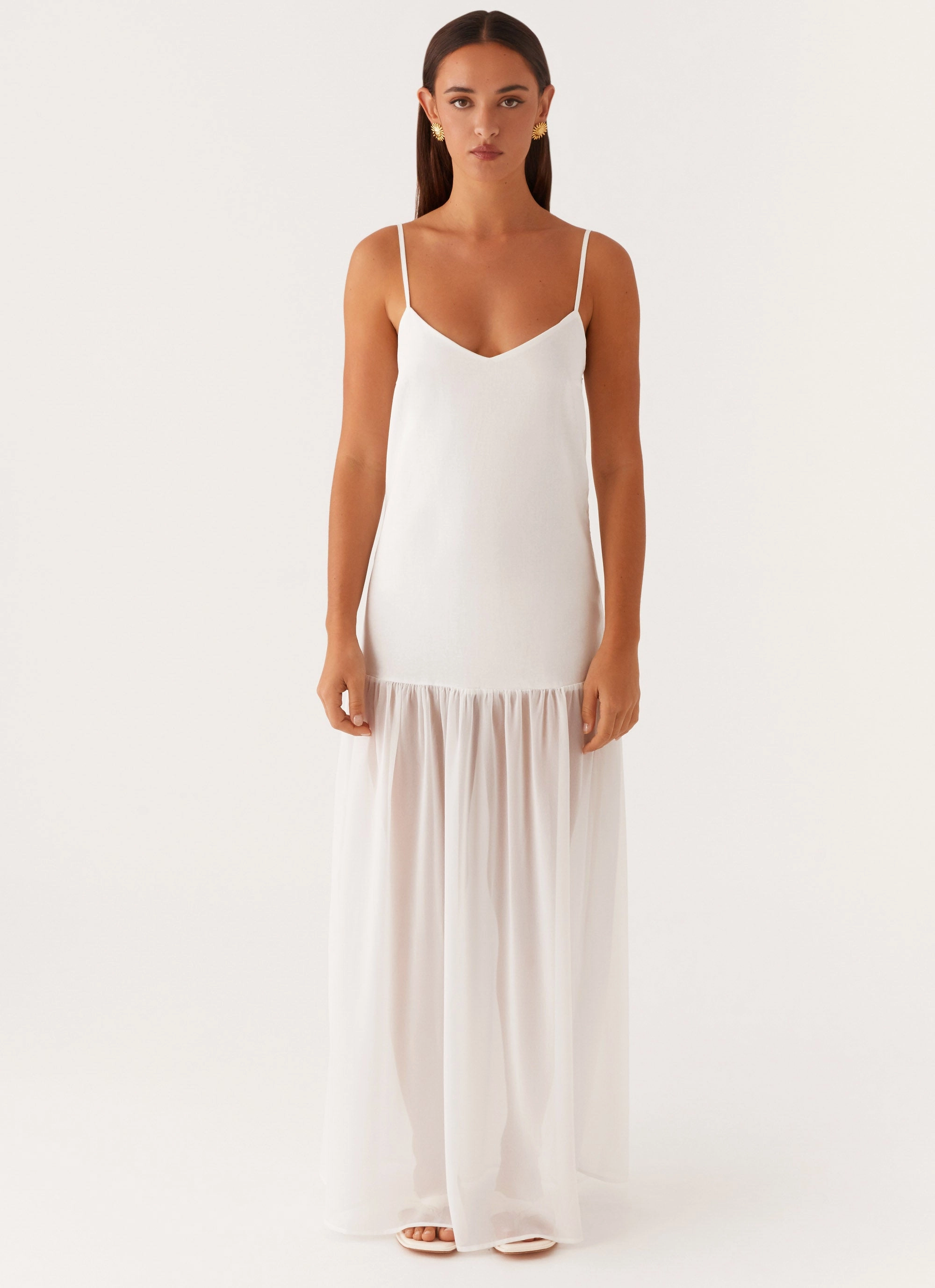 Heavenly Linen Maxi Dress - White Subtle Look