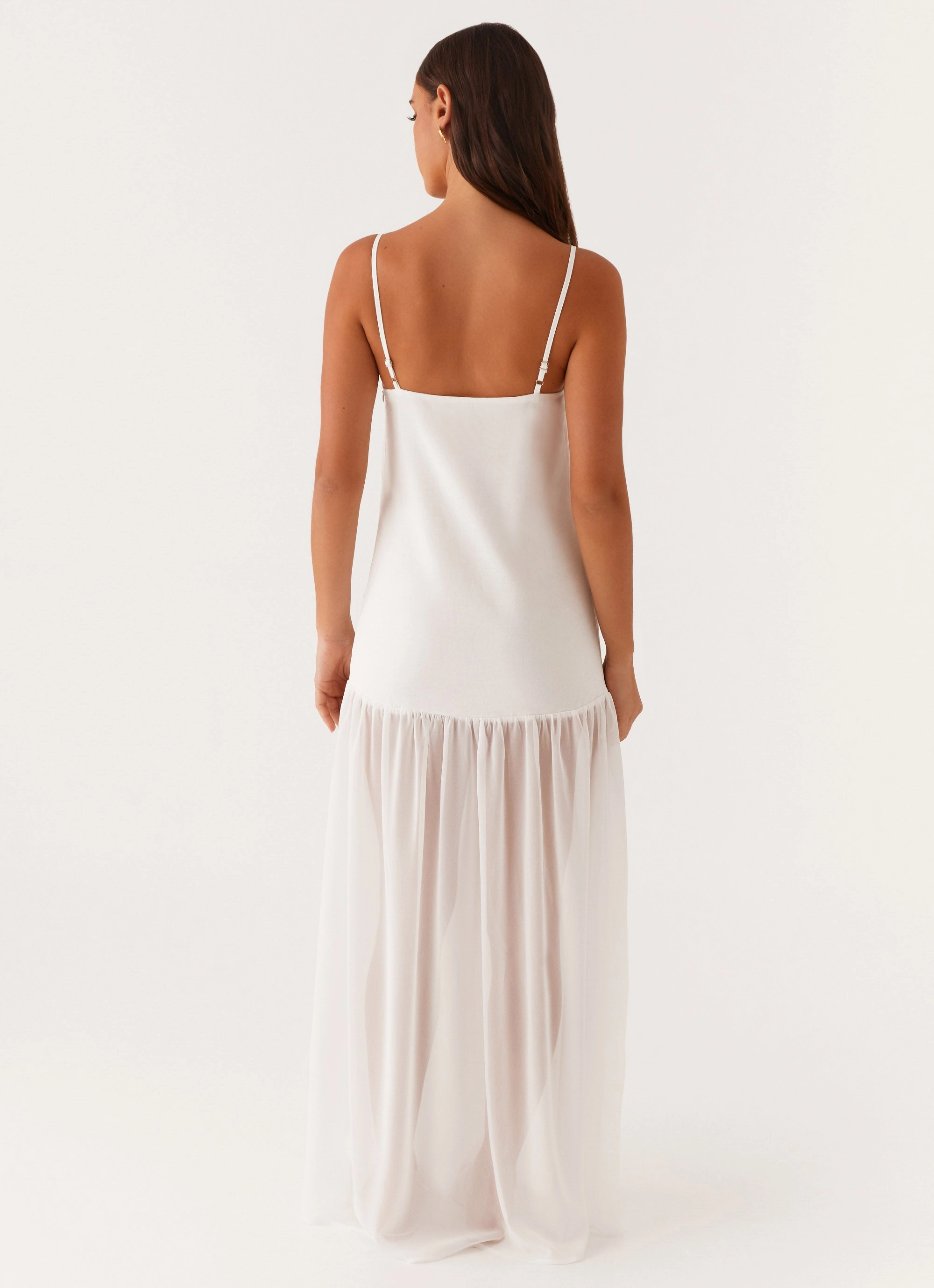 Polished Cut Sleek Wear Heavenly Linen Maxi Dress - White