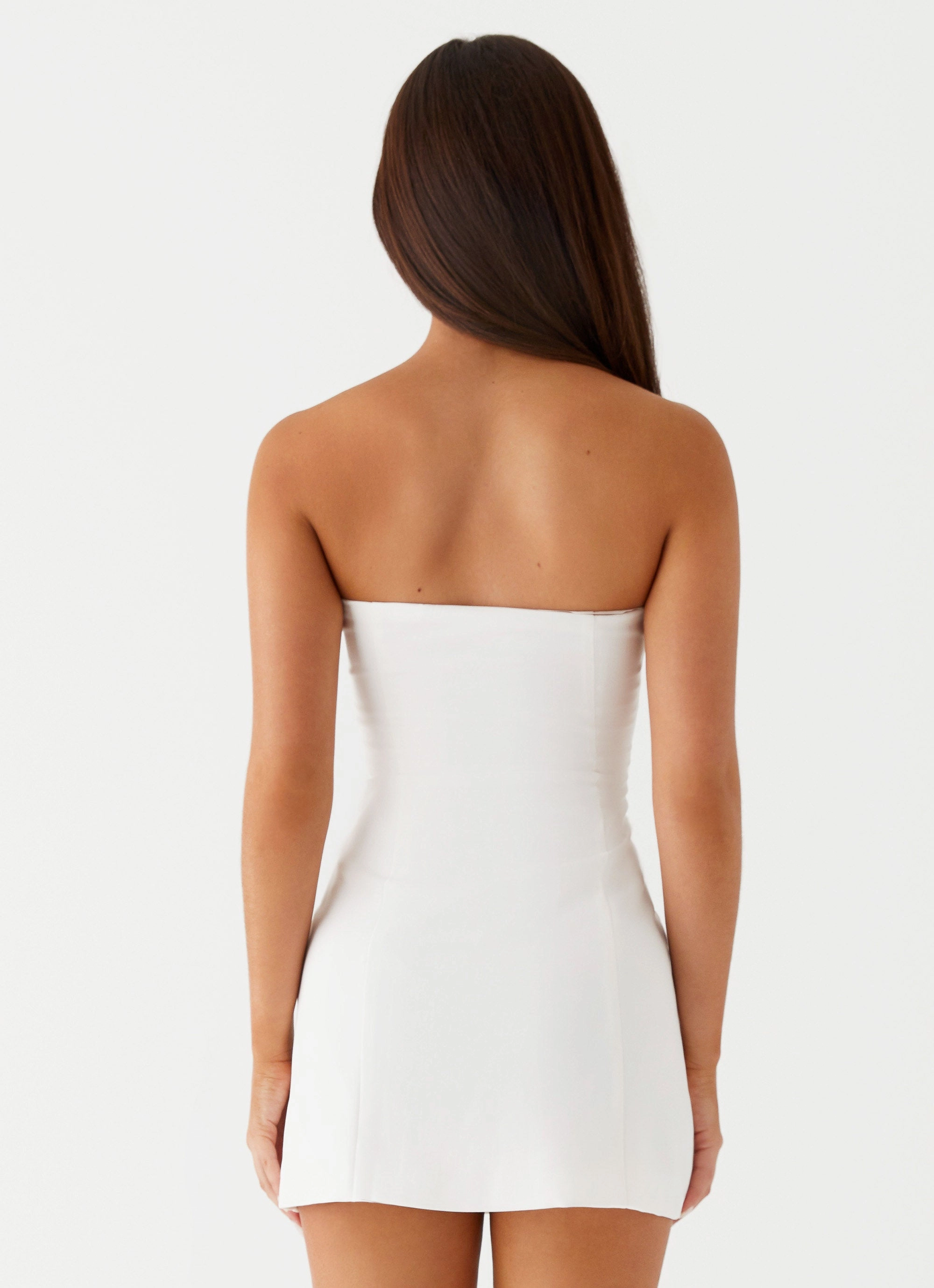 Allora Strapless Mini Dress - White Semi Casual Travel Staple