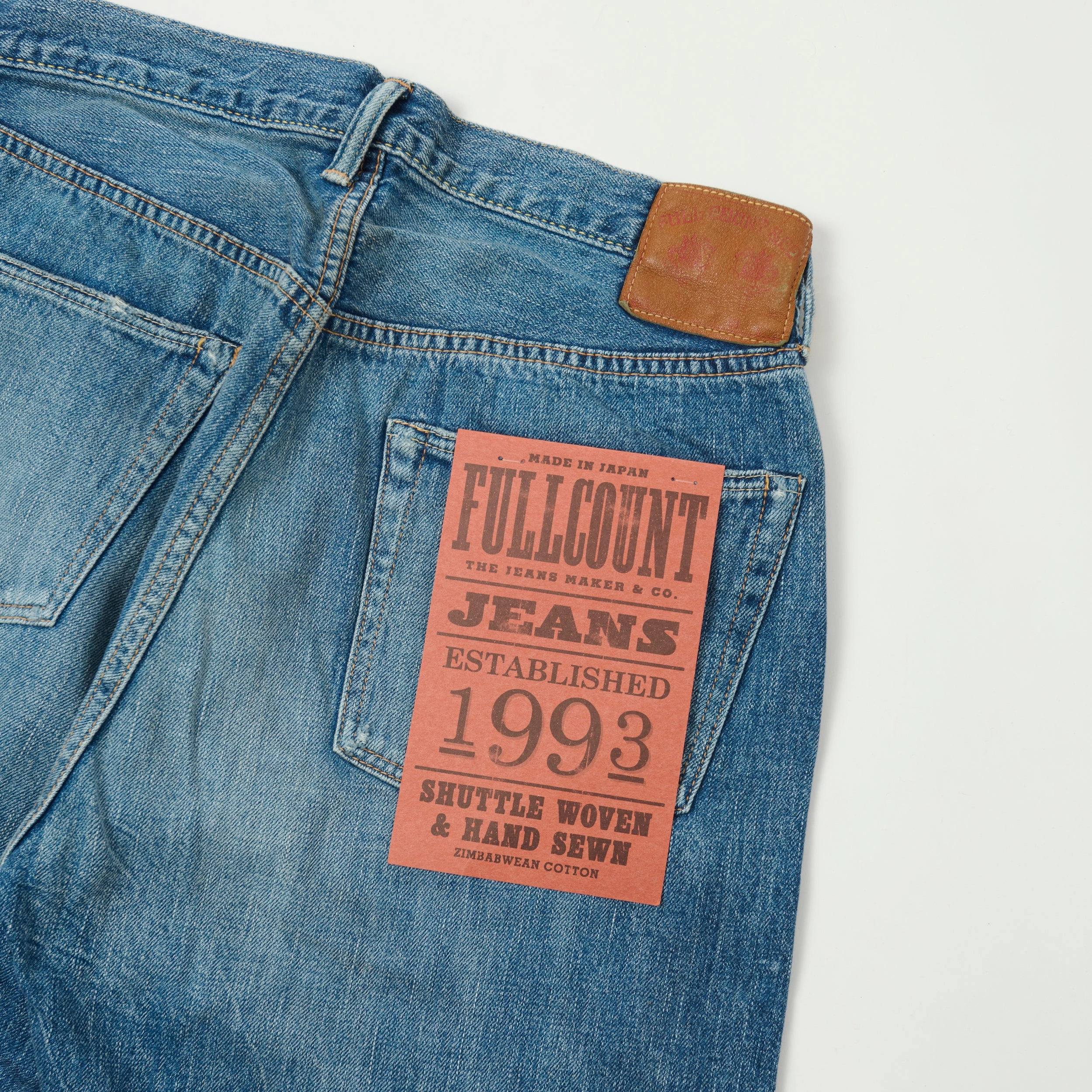 Full Count 1103SS 'Super Smooth' 11.5oz Clean Straight Jean - 'Dartford' Wash Softened Seams Active Wear