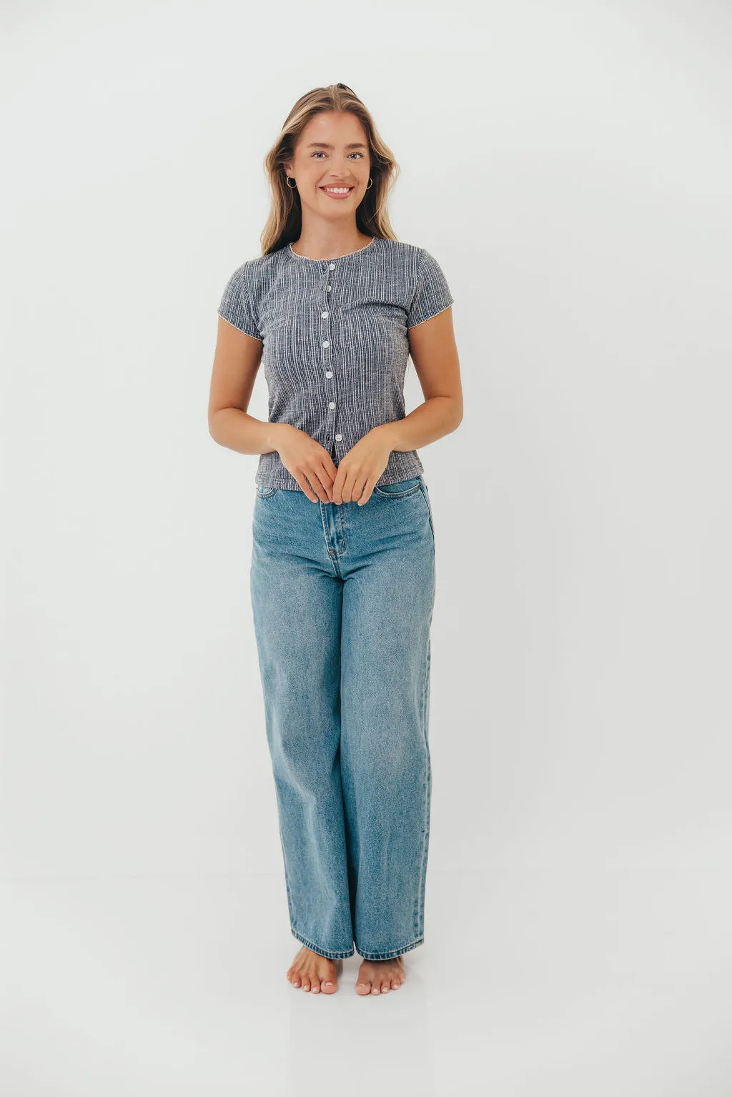 Amberlyn Top in Navy Perfect Layer Cold Weather