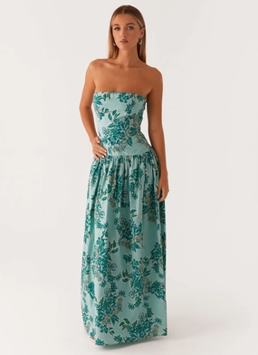 Andorra Maxi Dress - Cloud Nine Floral Pose Glow Soft Stretch
