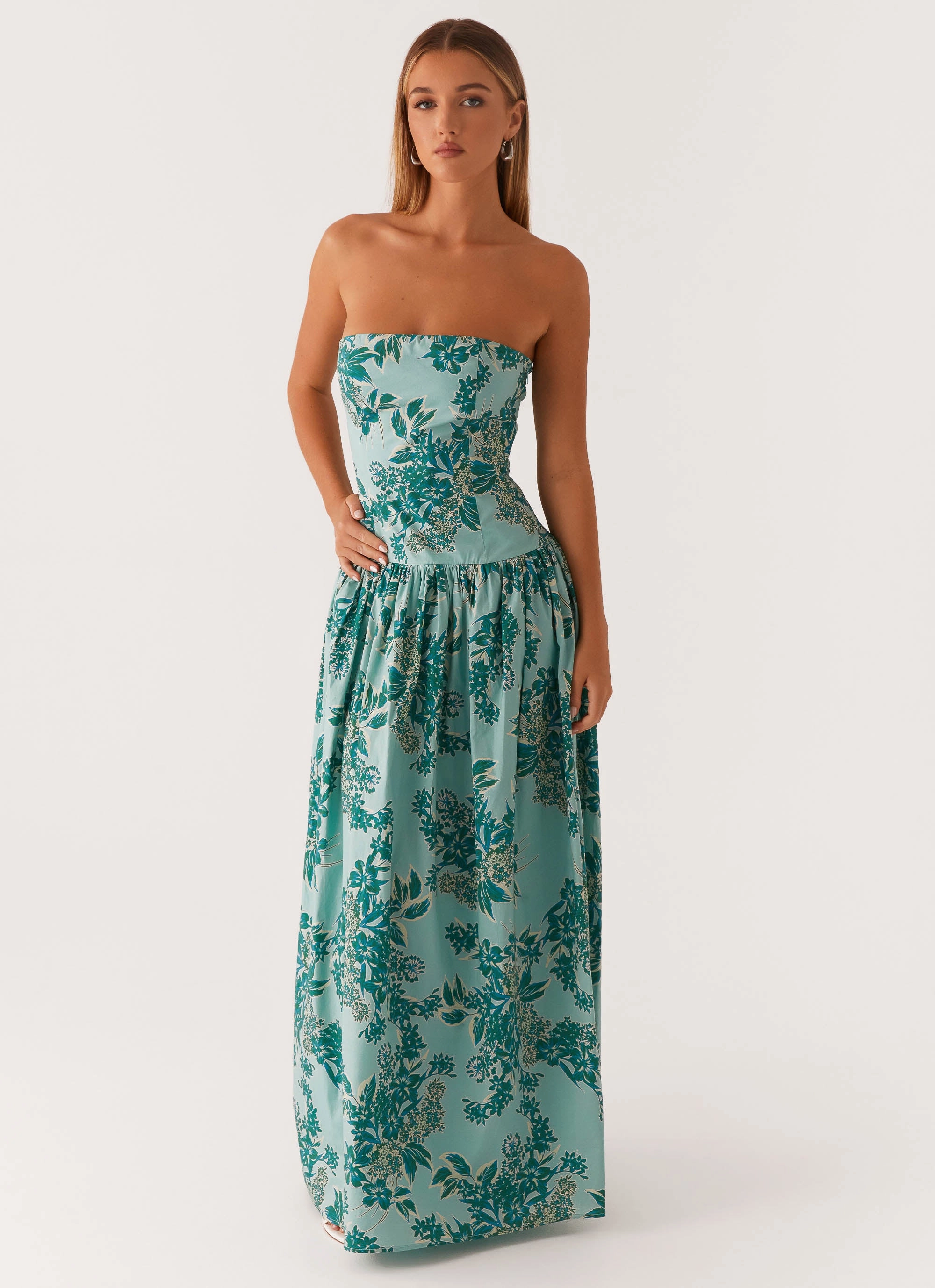 Andorra Maxi Dress - Cloud Nine Floral Pose Glow Soft Stretch