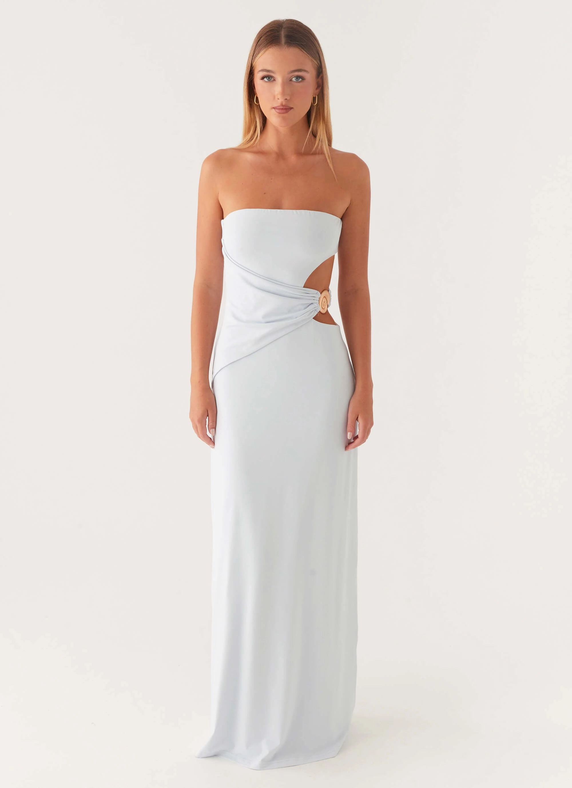 Anetta Maxi Dress - Pale Blue Cool Movement Long Sleeve