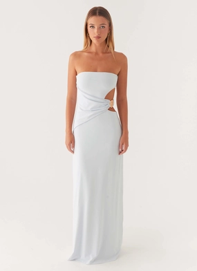 Anetta Maxi Dress - Pale Blue Cool Movement Long Sleeve