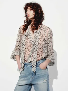 Animal Print Tie Blouse Gradient effect