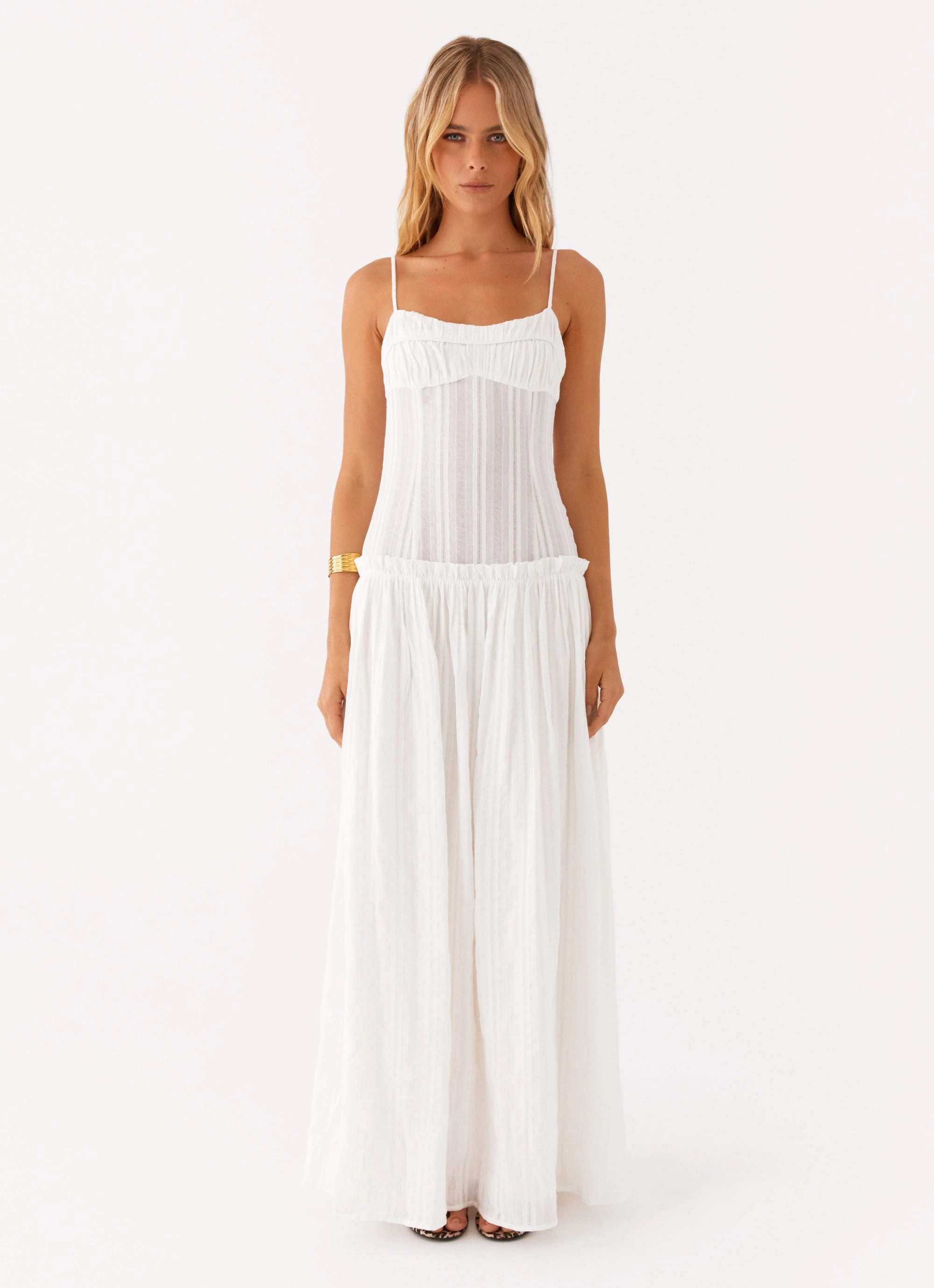 travel mode Date Vibe Jacinda Drop Waist Maxi Dress - Ivory
