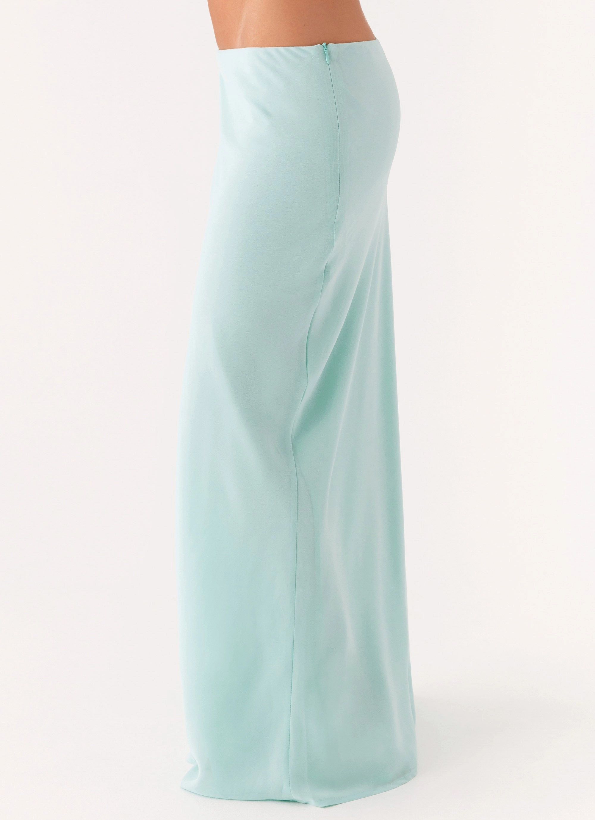 Another Life Chiffon Maxi Skirt - Pale Blue Sage Detail
