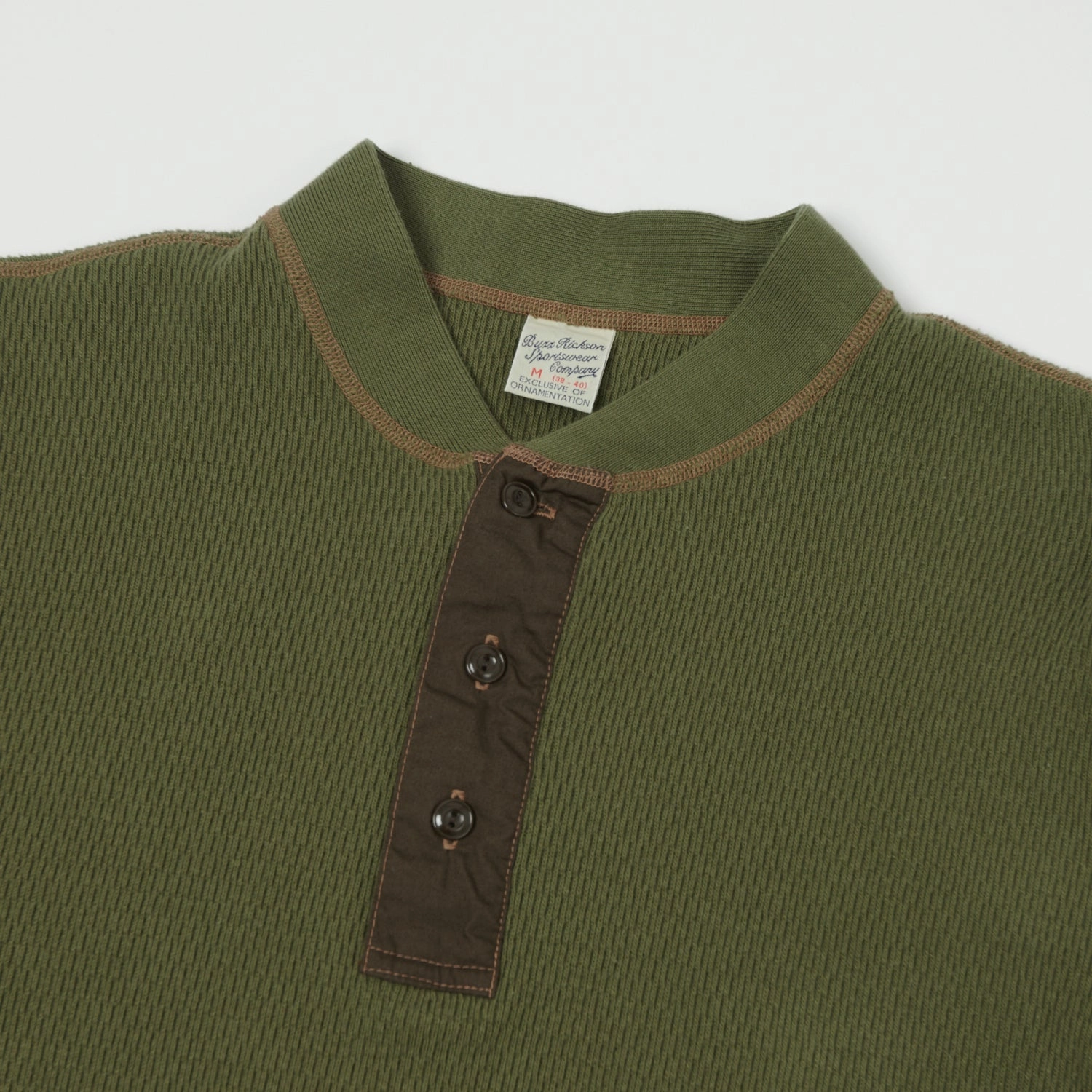 Simple Yet Elegant Multi Purpose Wear Buzz Rickson's Long Sleeve Thermal Henley - Olive