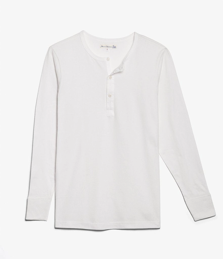 Comfortable Piece right size Merz b. Schwanen 1930s Long Sleeve Henley - White