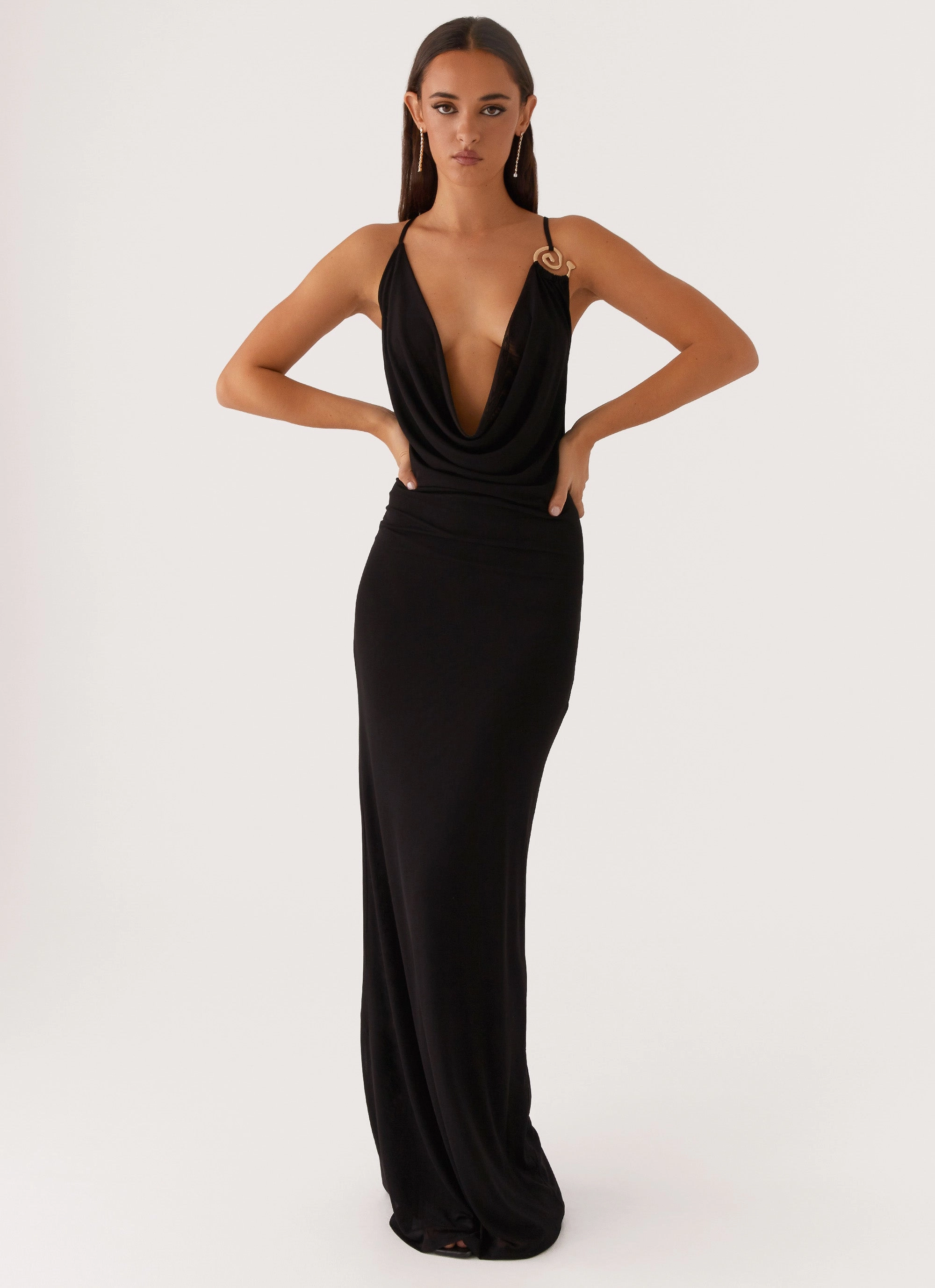 Refined Cut Game Player Maxi Dress - Black