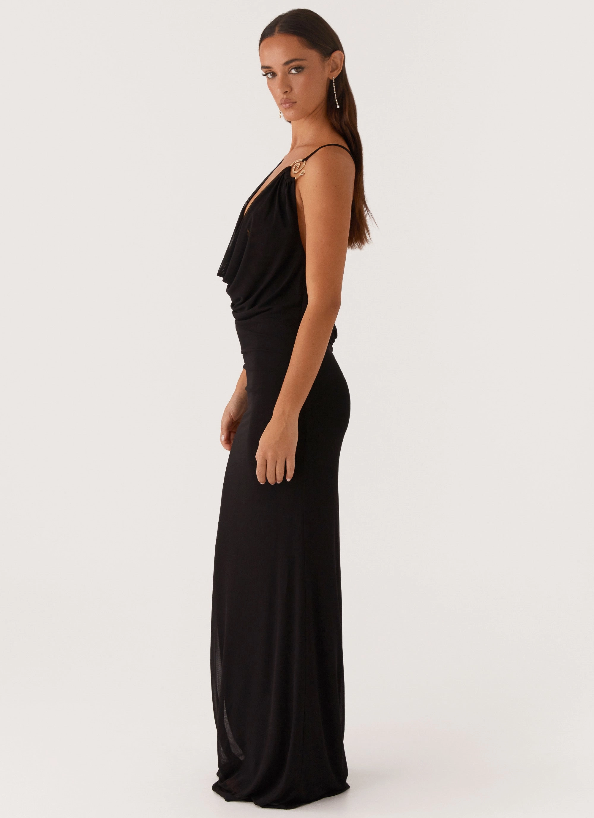 Game Player Maxi Dress - Black Luxe Fabric