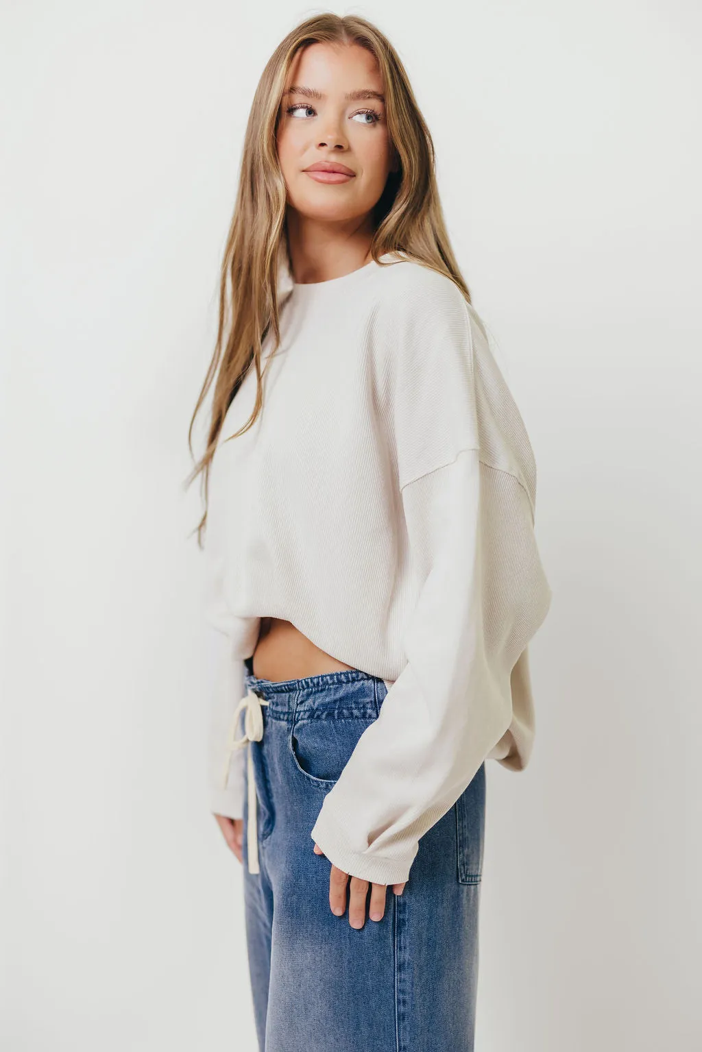 Eco Friendly Dye EcoFriendly Material Blend Around Town Crew Pullover in Clay