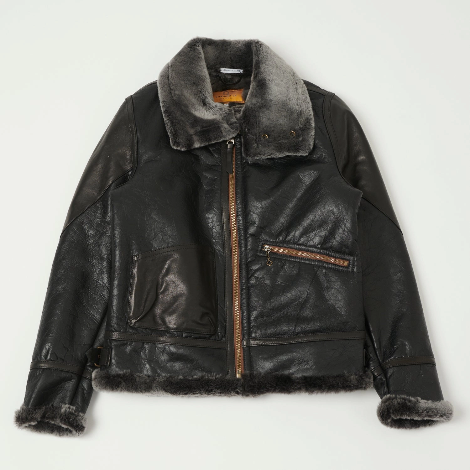 Shangri-La Heritage 'Aviatore' B-3 Shearling Flight Jacket - Black Hood Included