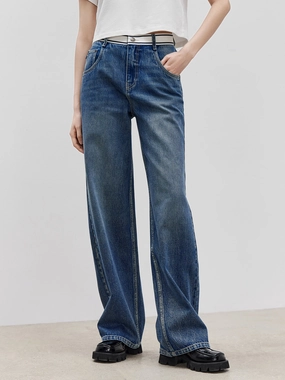 High Waist Straight Cotton Jeans Softened Fabric