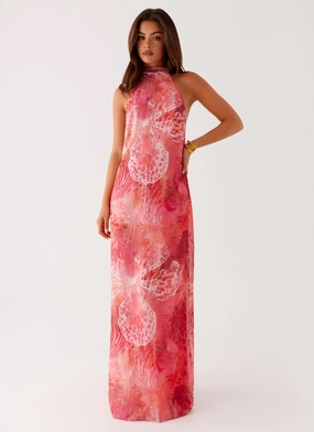 Back-Zip California Maxi Dress - Flamingo Fling