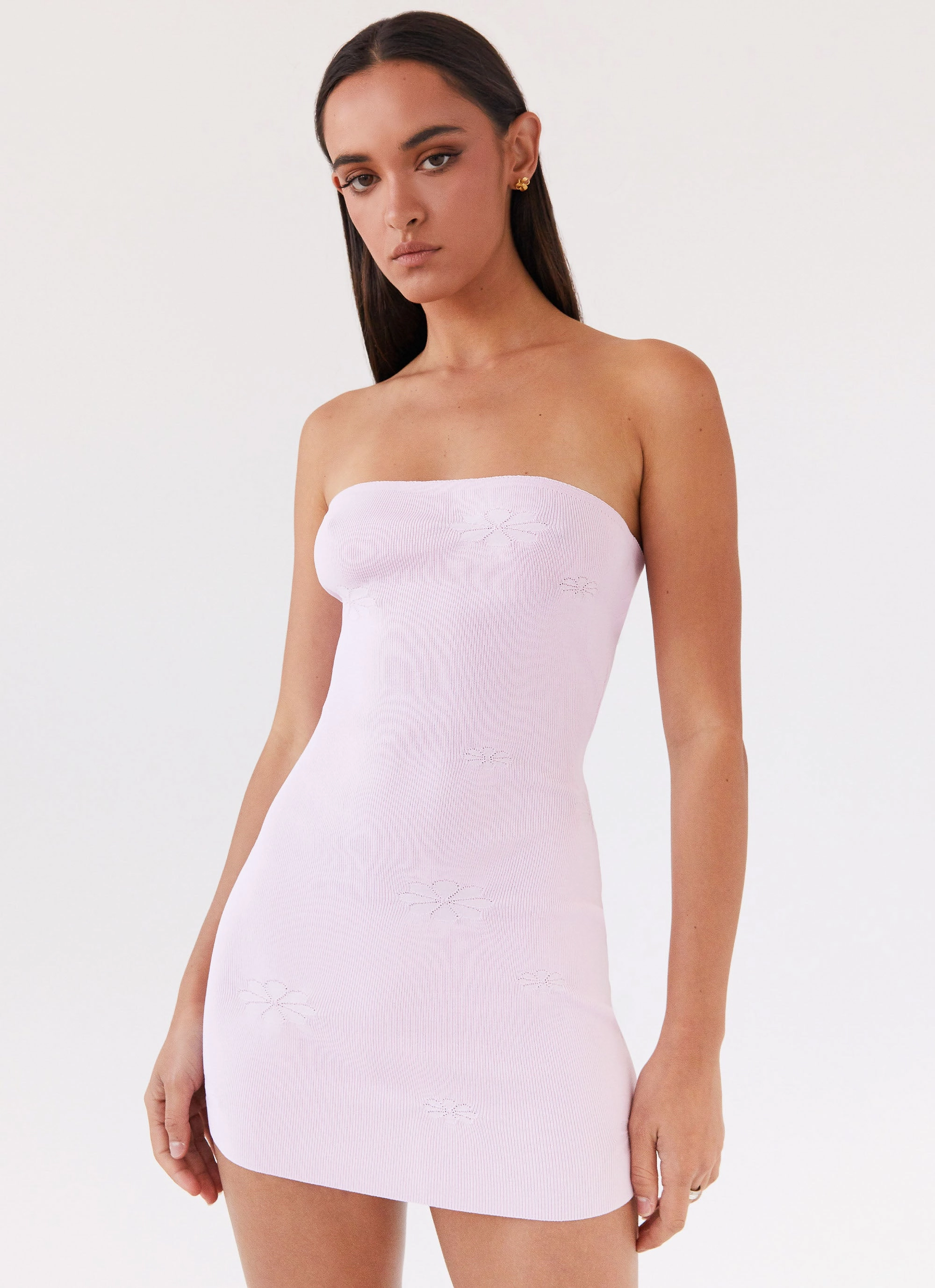 Gentle Aesthetic AntiStaticMaterial Ashton Strapless Knit Mini Dress - Pink