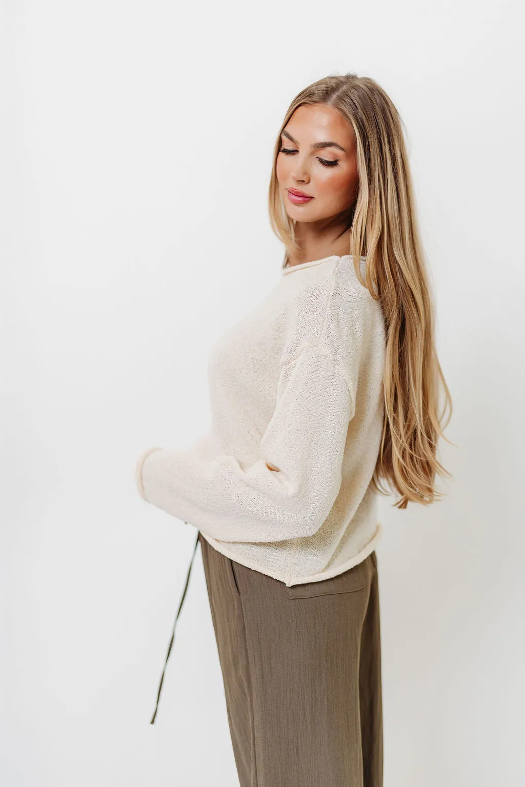 Elastic Edging Ashwin Sweater in Cream