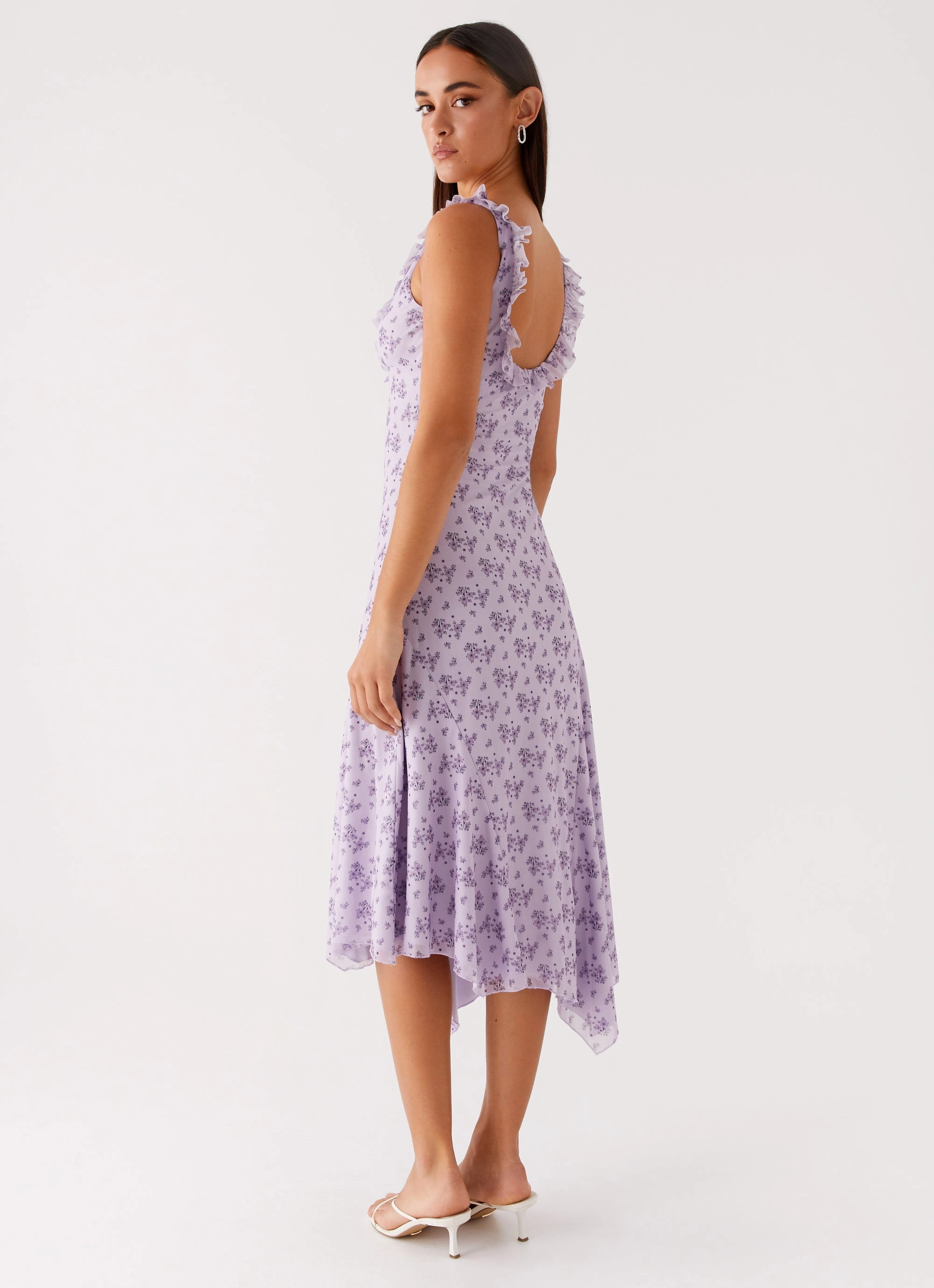 Grace Flow Sculpted Detail Asteri Midi Dress - Lavender Meadow