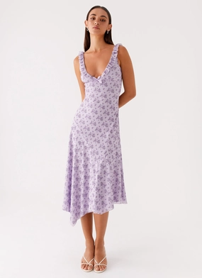 Asteri Midi Dress - Lavender Meadow Elegant Style Relaxed Look