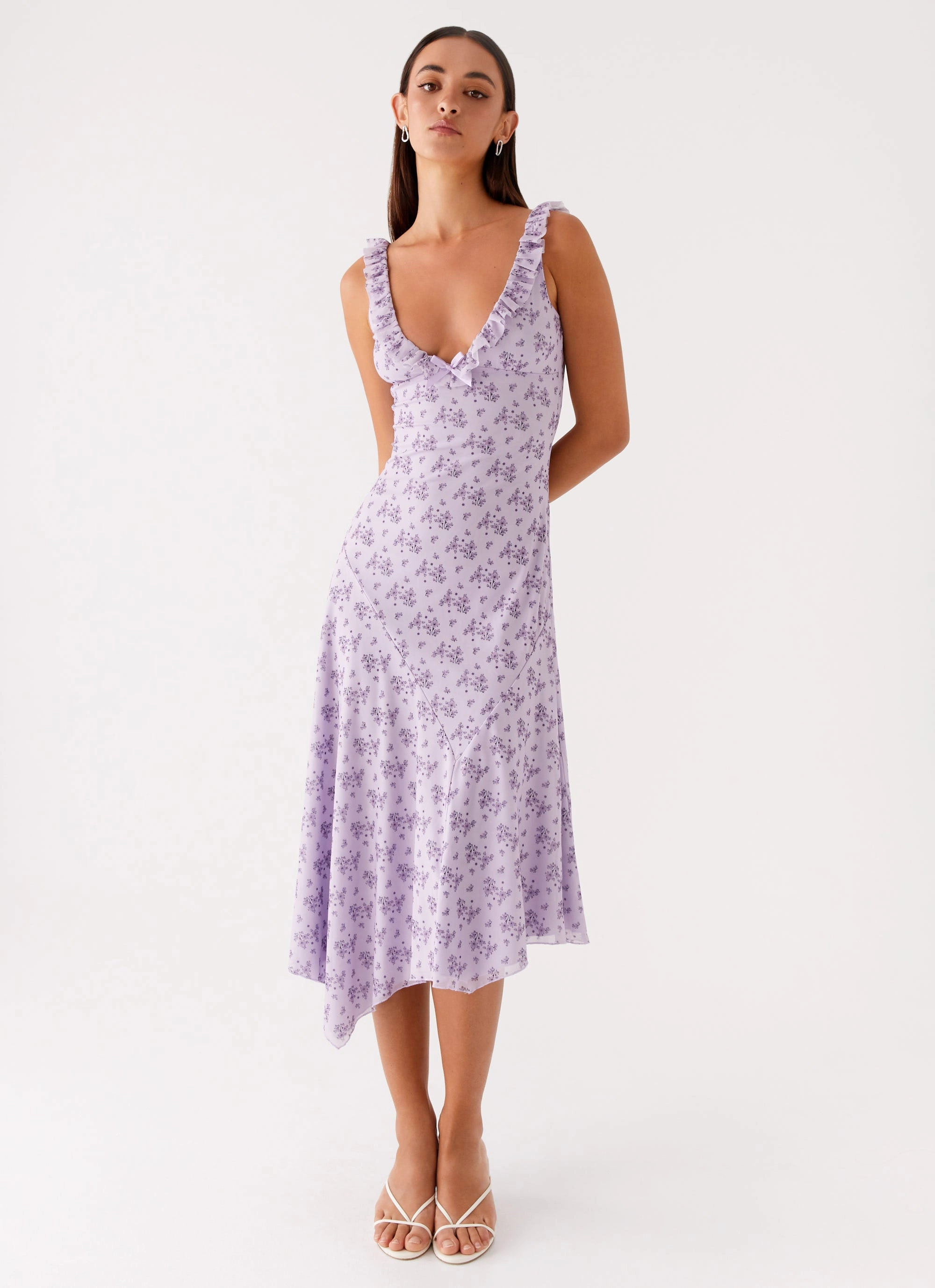 Asteri Midi Dress - Lavender Meadow Elegant Style Relaxed Look