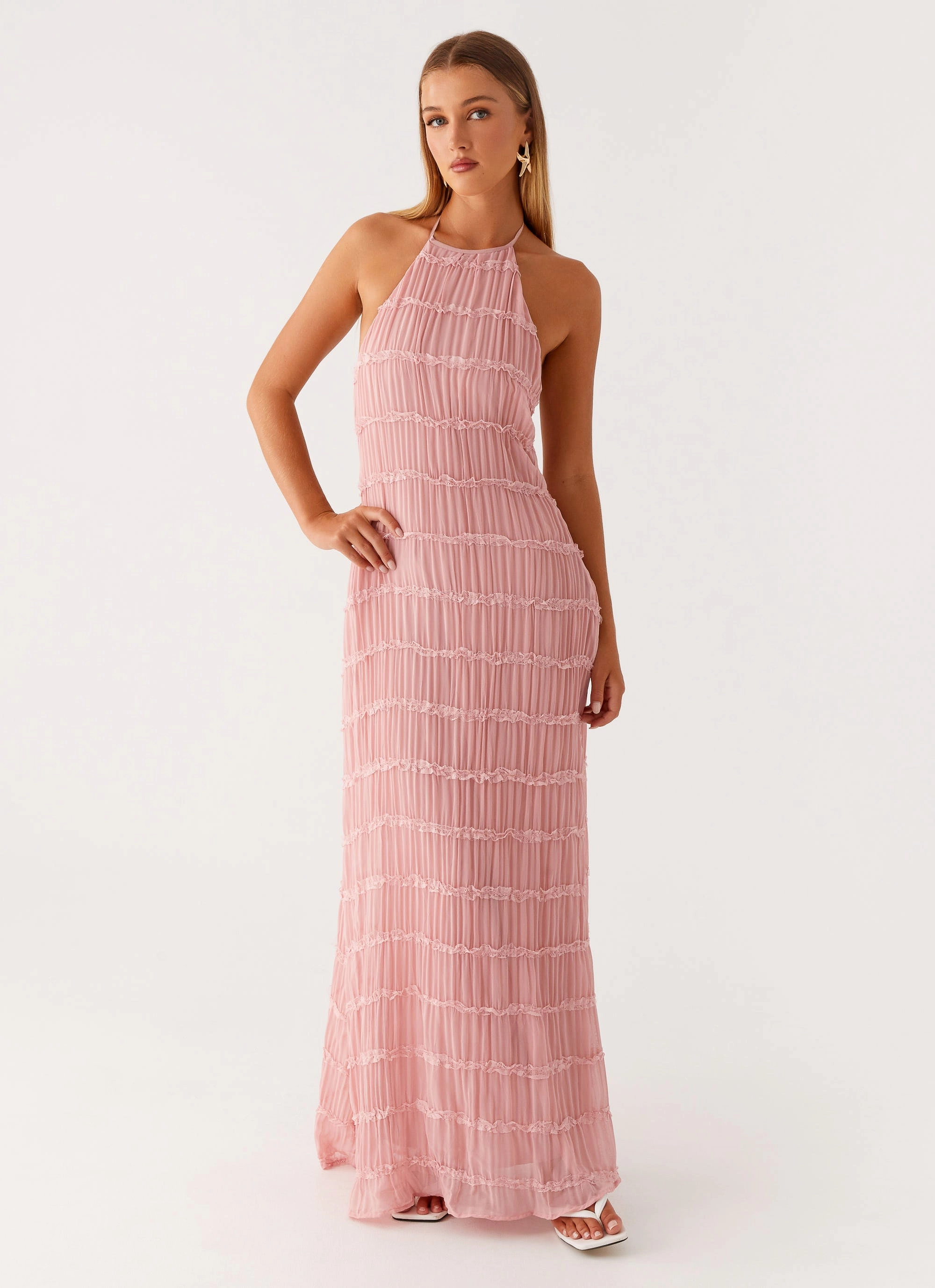 Lace Soft Aullie Maxi Dress - Pink