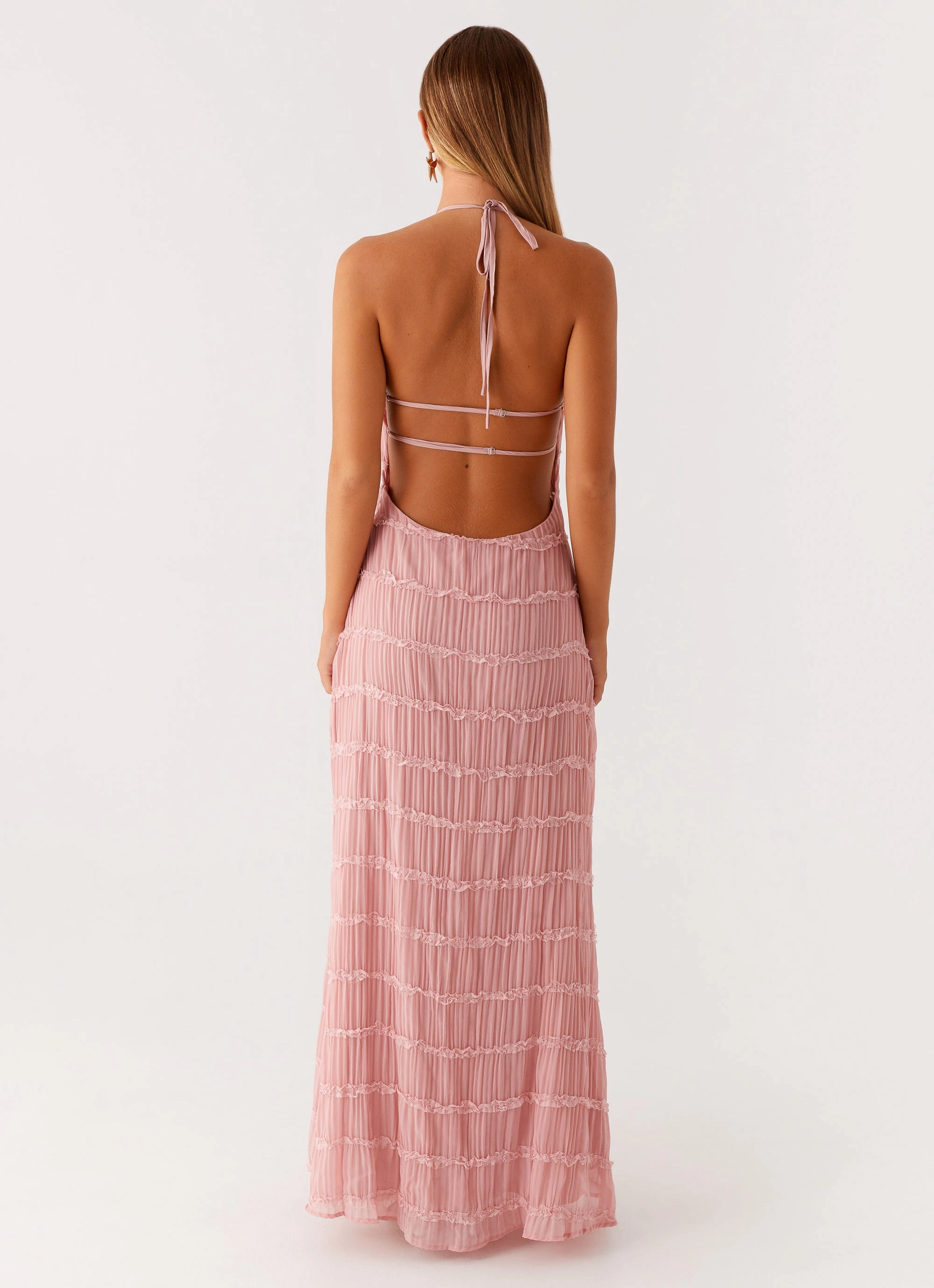 Insulating-Lining Natural Tones Aullie Maxi Dress - Pink