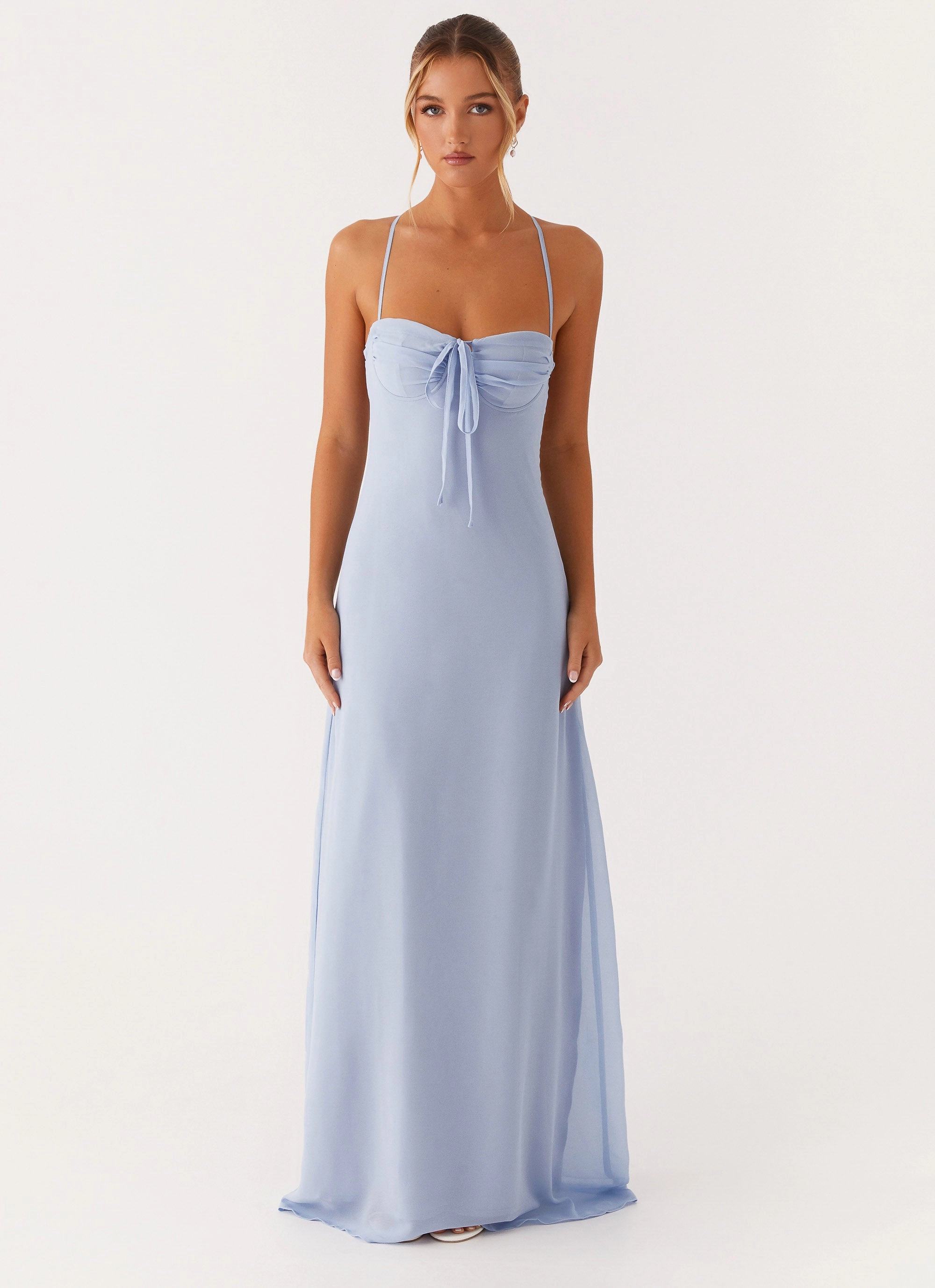 Cozy Vibe EasyCareMaterial Aveline Bustier Maxi Dress - Blue