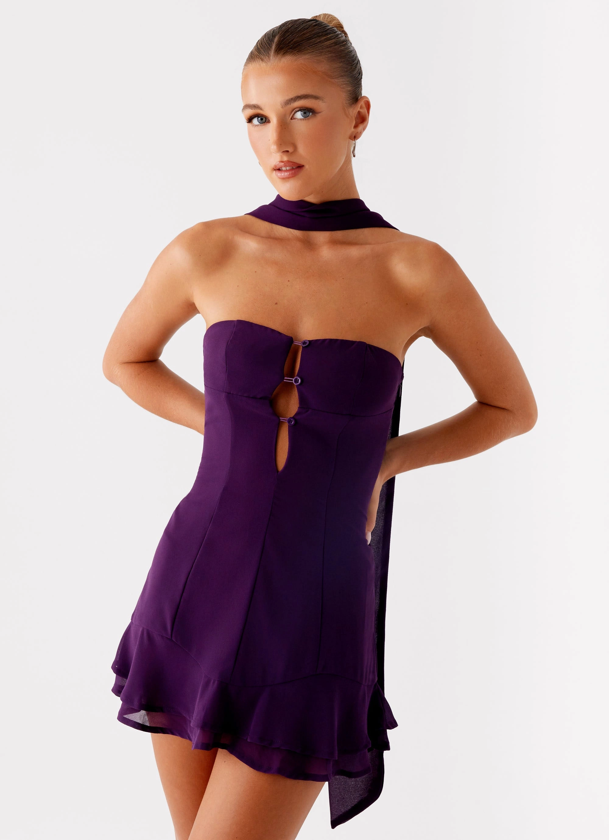 Avenue Mini Dress - Plum Joyful Look Pure Piece