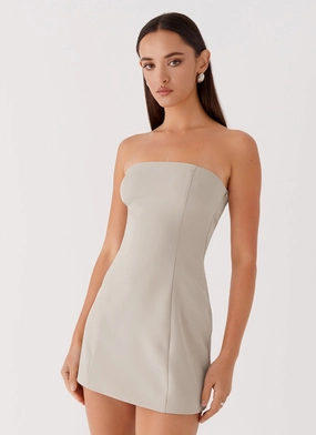 Cozy Vibe Heart Tone Ayanna Strapless Mini Dress - Beige