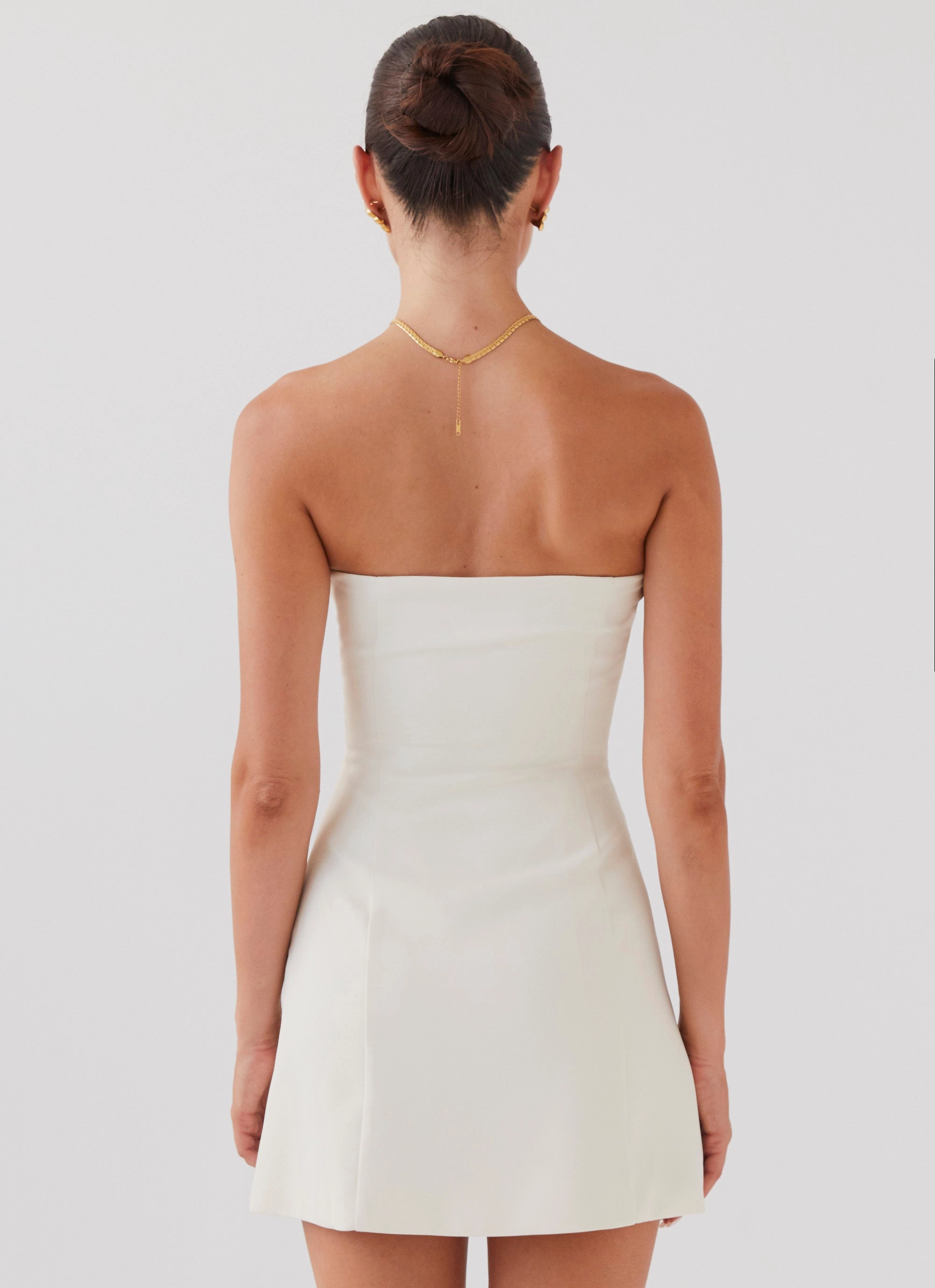 Ayanna Strapless Mini Dress - Ivory Sleek Texture