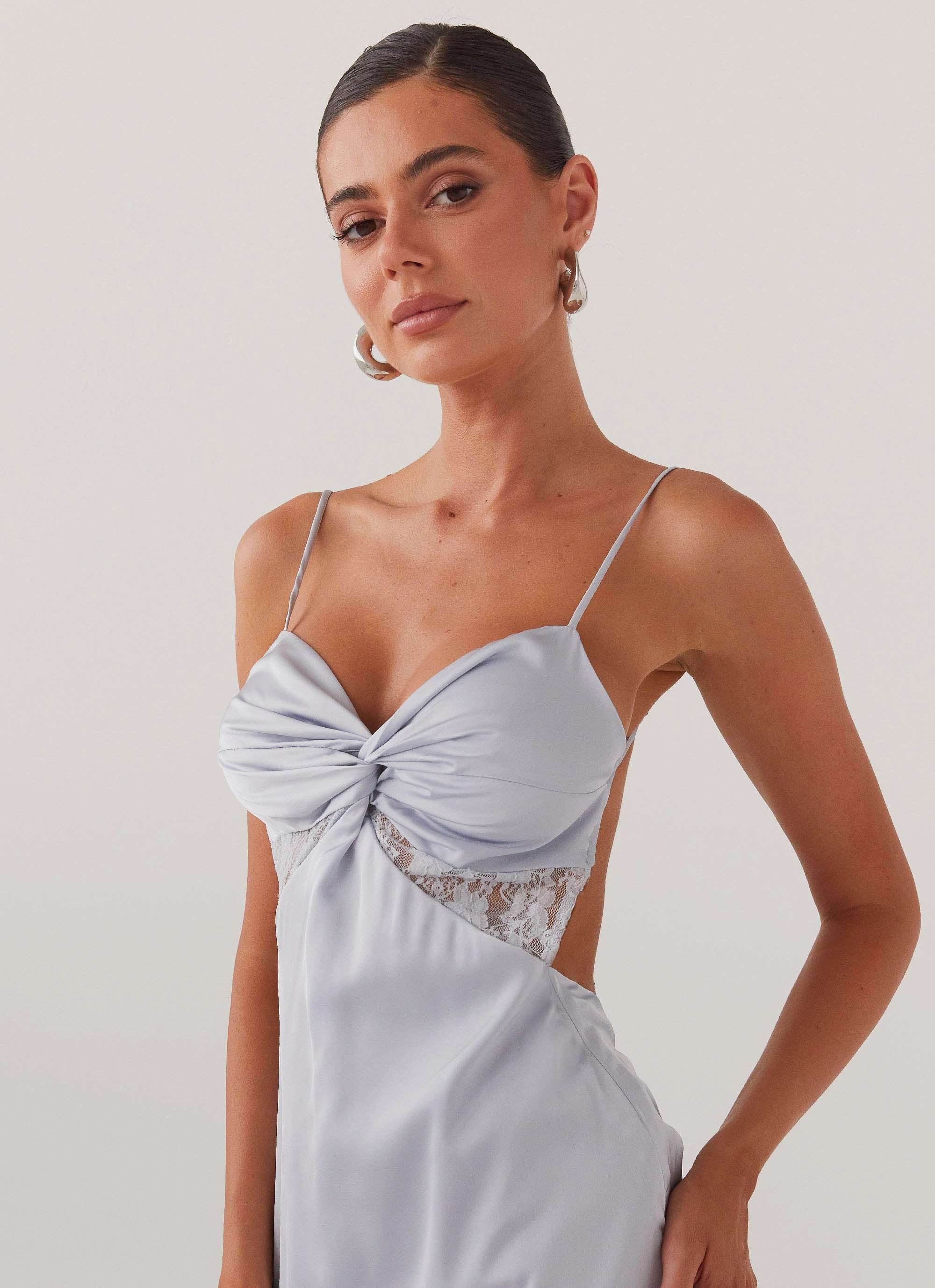 Ayla Satin Mini Dress - Arctic Blue Sunset Glow Sleek Layer