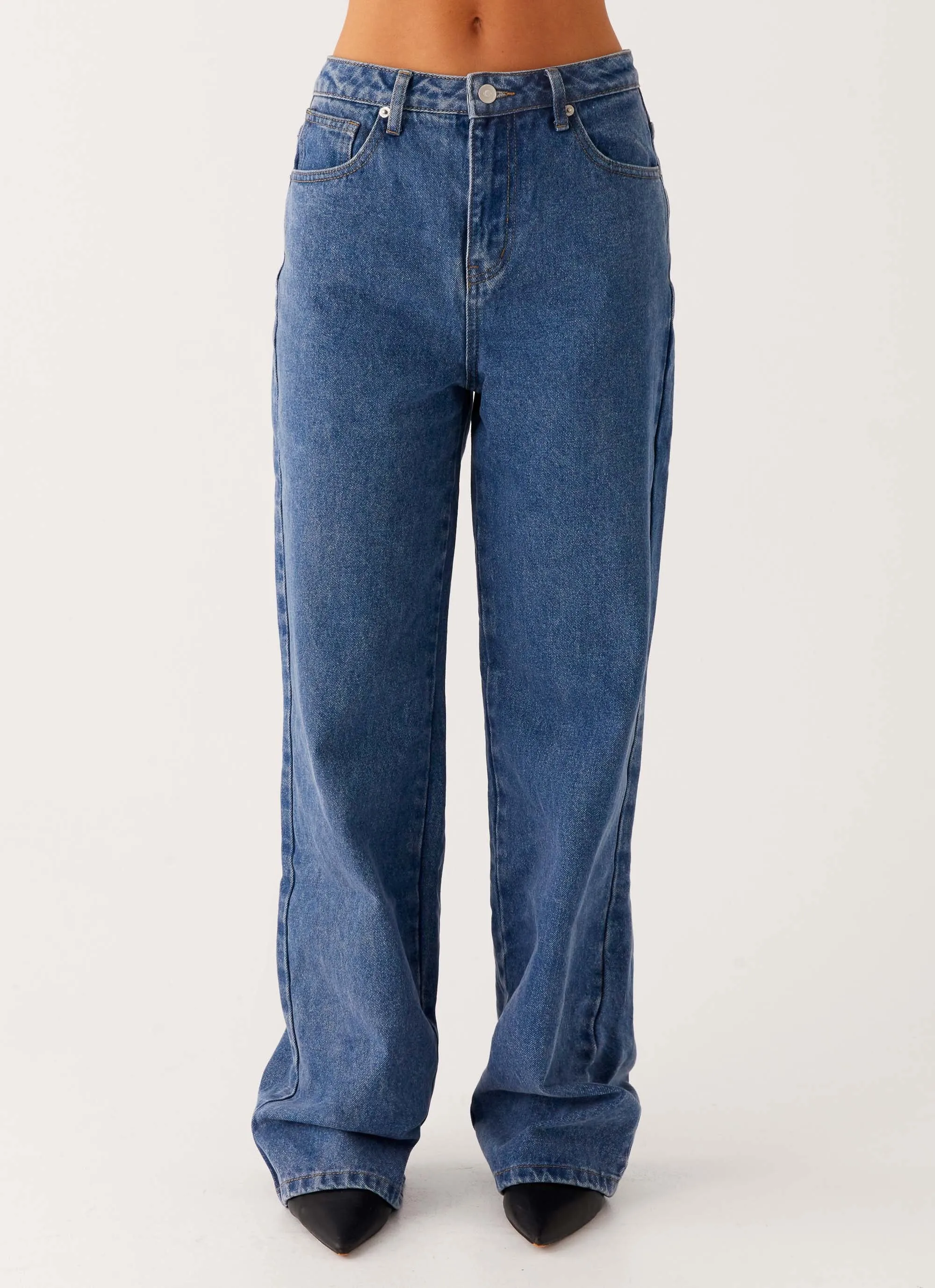 Durable Weave Back Again Straight Leg Denim Jeans - True Blue