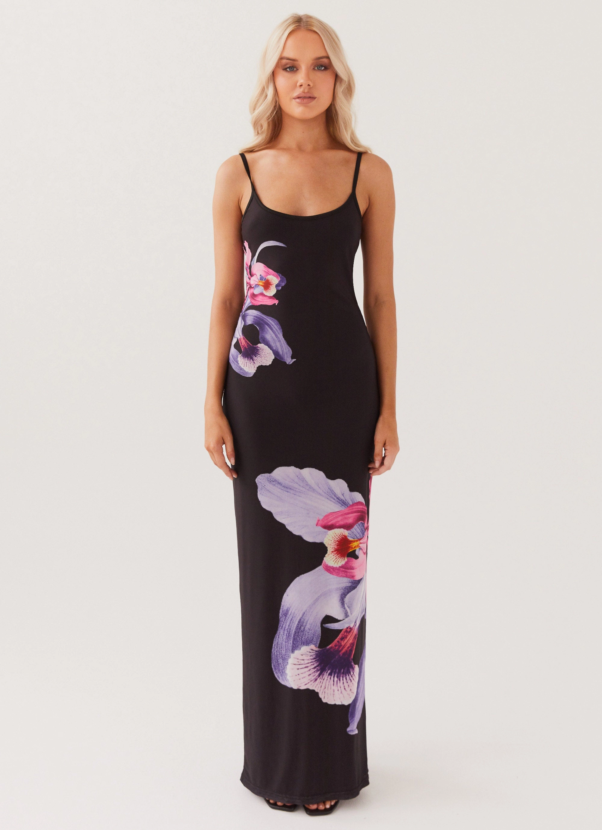 Silk-Blend Bad News Mesh Maxi Dress - Black Tulip