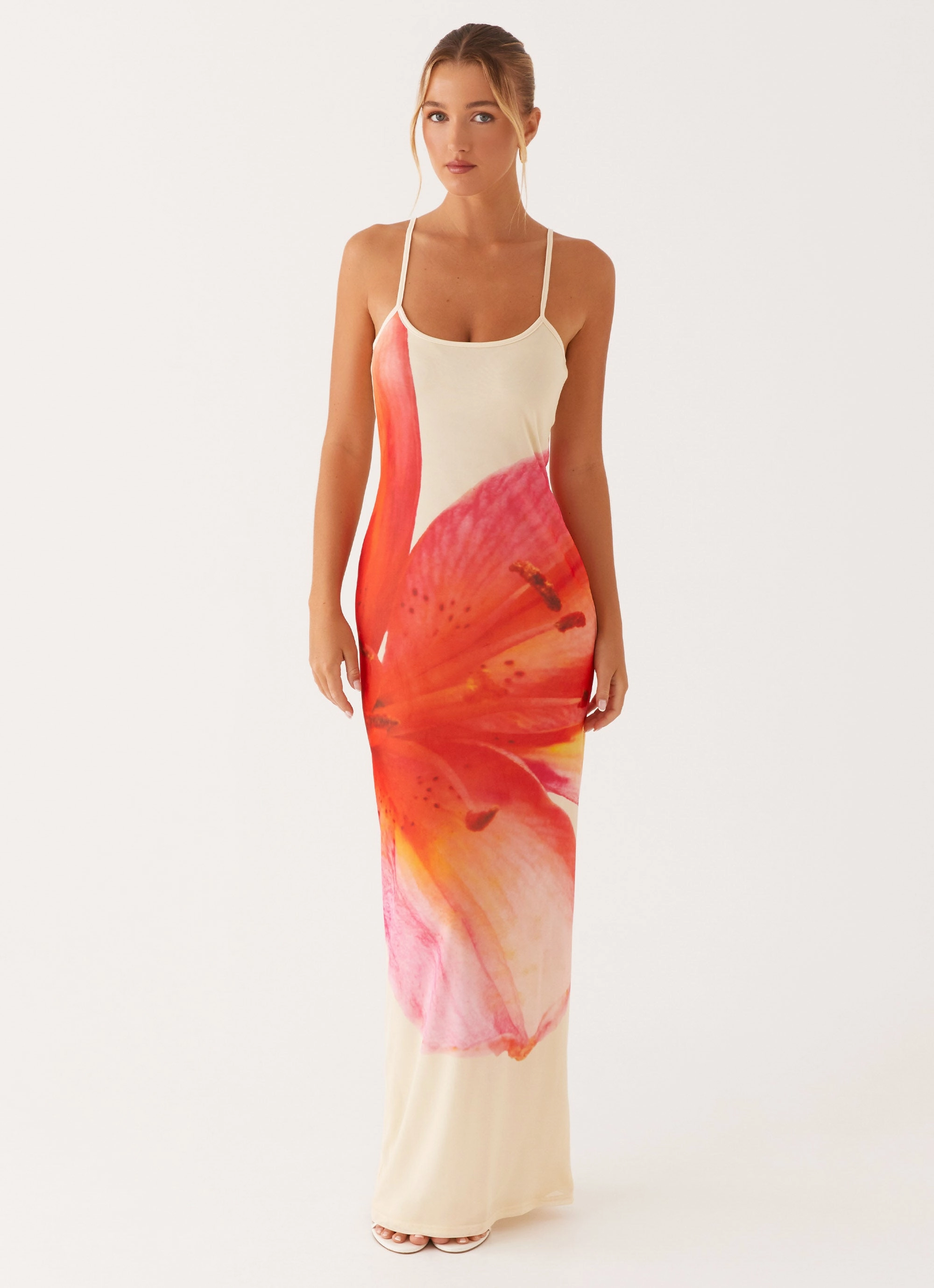 Trendy pick Bad News Mesh Maxi Dress - Yellow Floral