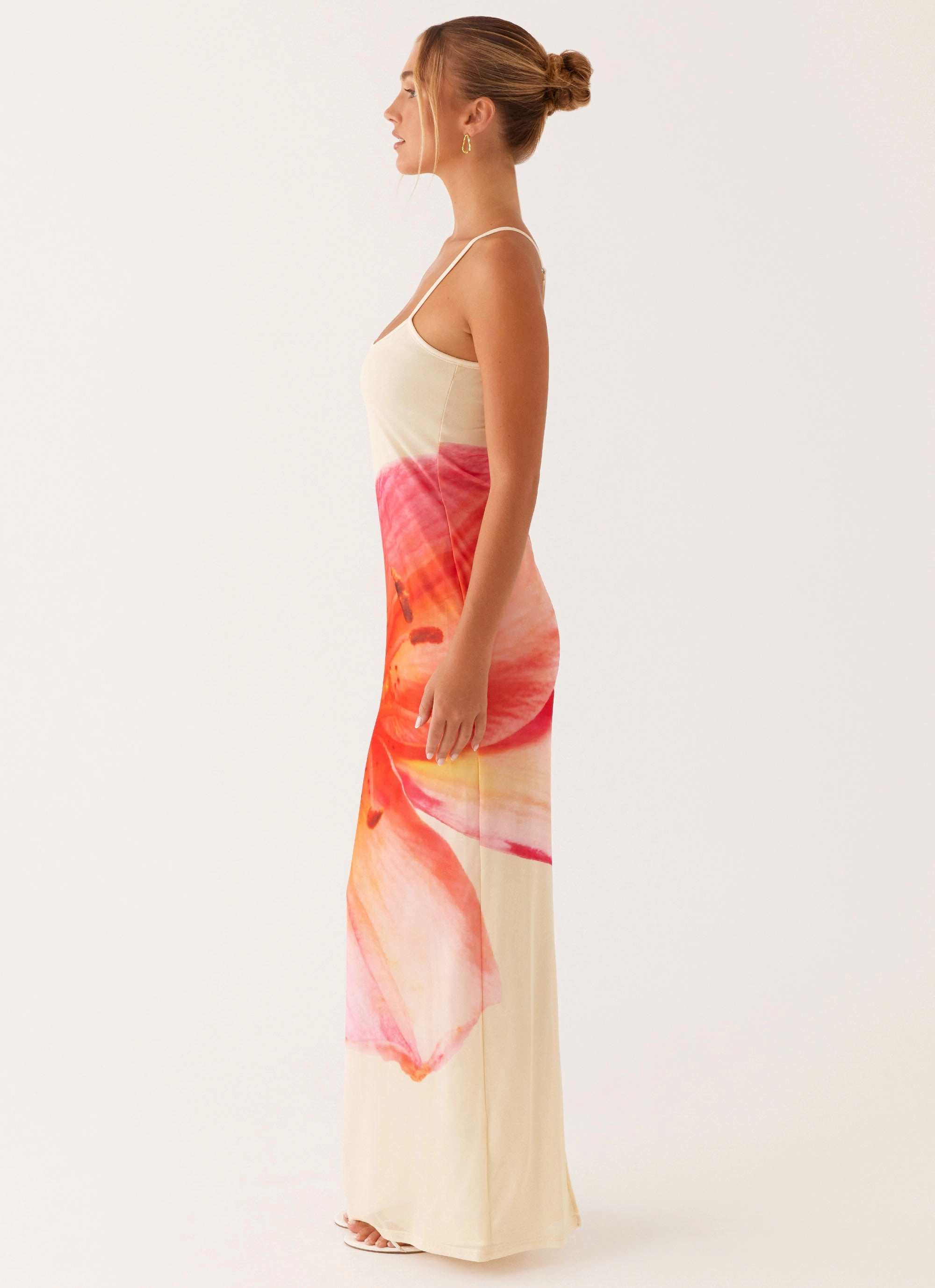 Bad News Mesh Maxi Dress - Yellow Floral Casual Tones Easy Going